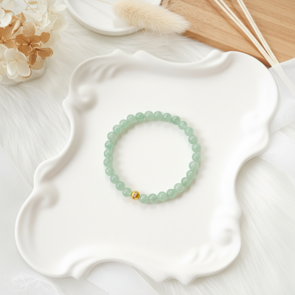 Emotional Harmony – Green Strawberry Quartz Bracelet