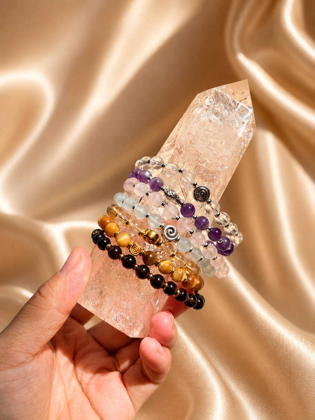 Spiral Gravity 6mm Crystal Bracelet | Delicate Grounding Bracelet | Harmysoul