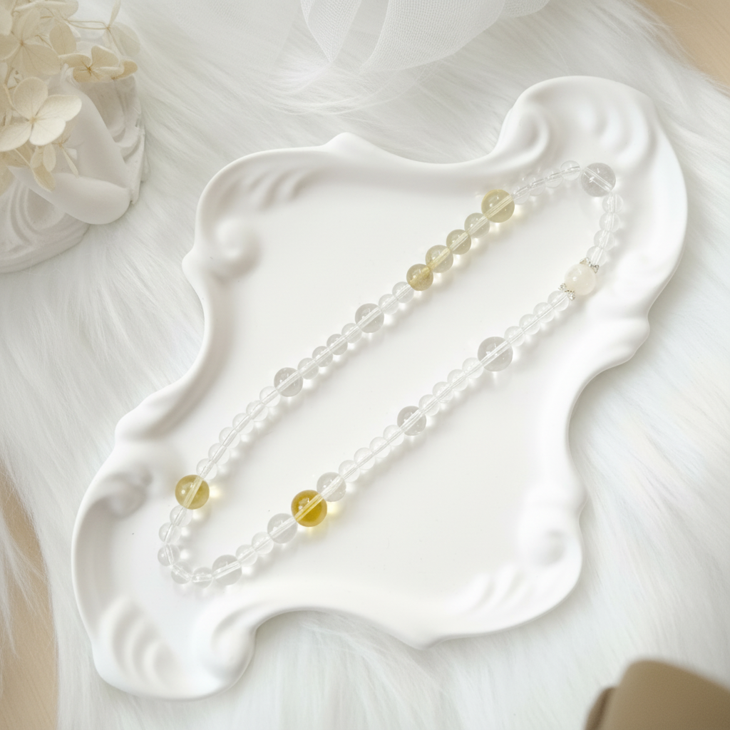 Clarity & Radiant Energy – Citrine, Rutilated Quartz & Clear Quartz Bracelet