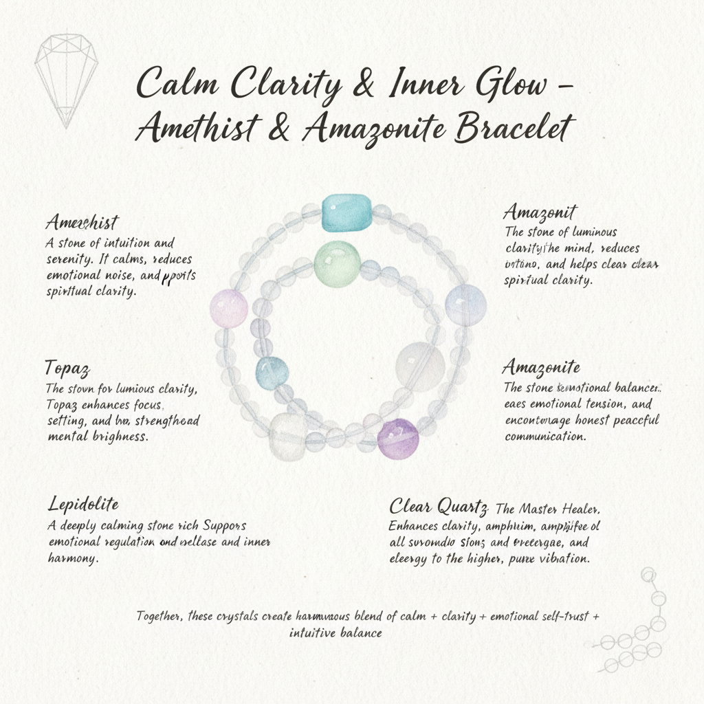 Calm Clarity & Inner Glow – Amethyst, Topaz & Amazonite Bracelet