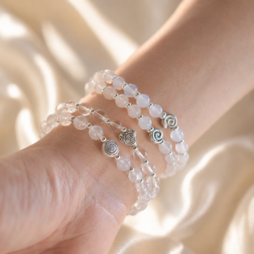Spiral Core Silver Edition 6mm Crystal Bracelet | Minimal Everyday Bracelet | Harmysoul