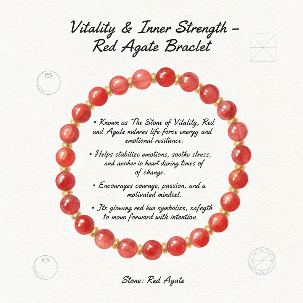 Vitality & Inner Strength – Red Agate Bracelet