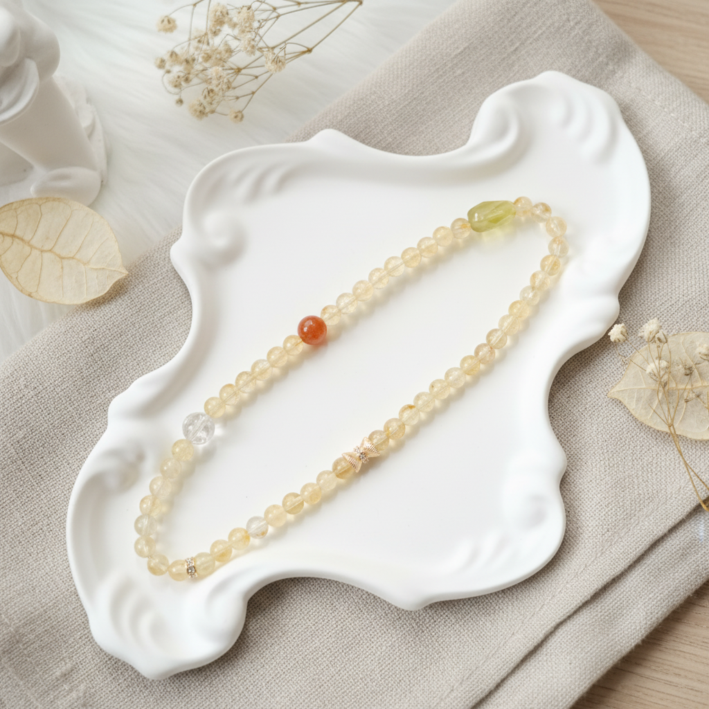 Fortune & Luck – Golden Rutilated Quartz, Citrine & Himalayan Quartz Bracelet