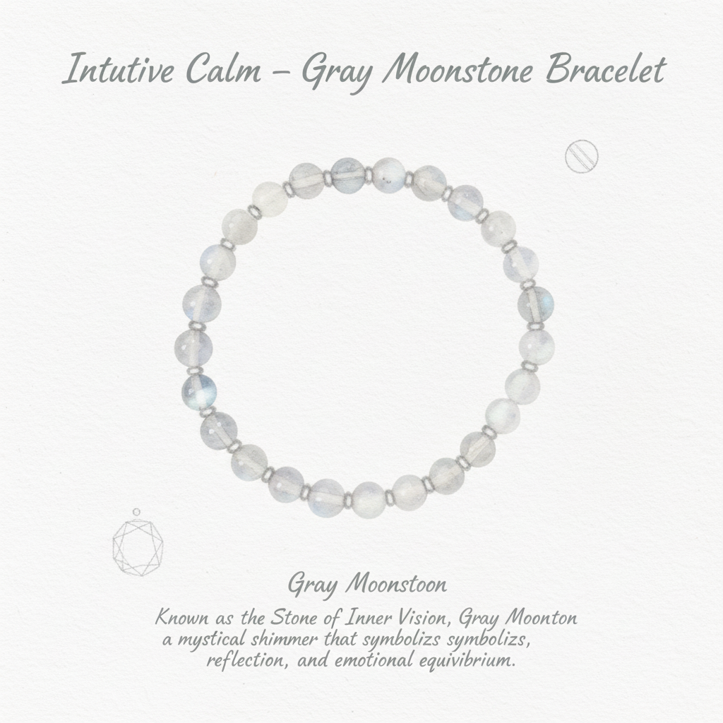 Intuitive Calm – Gray Moonstone Bracelet