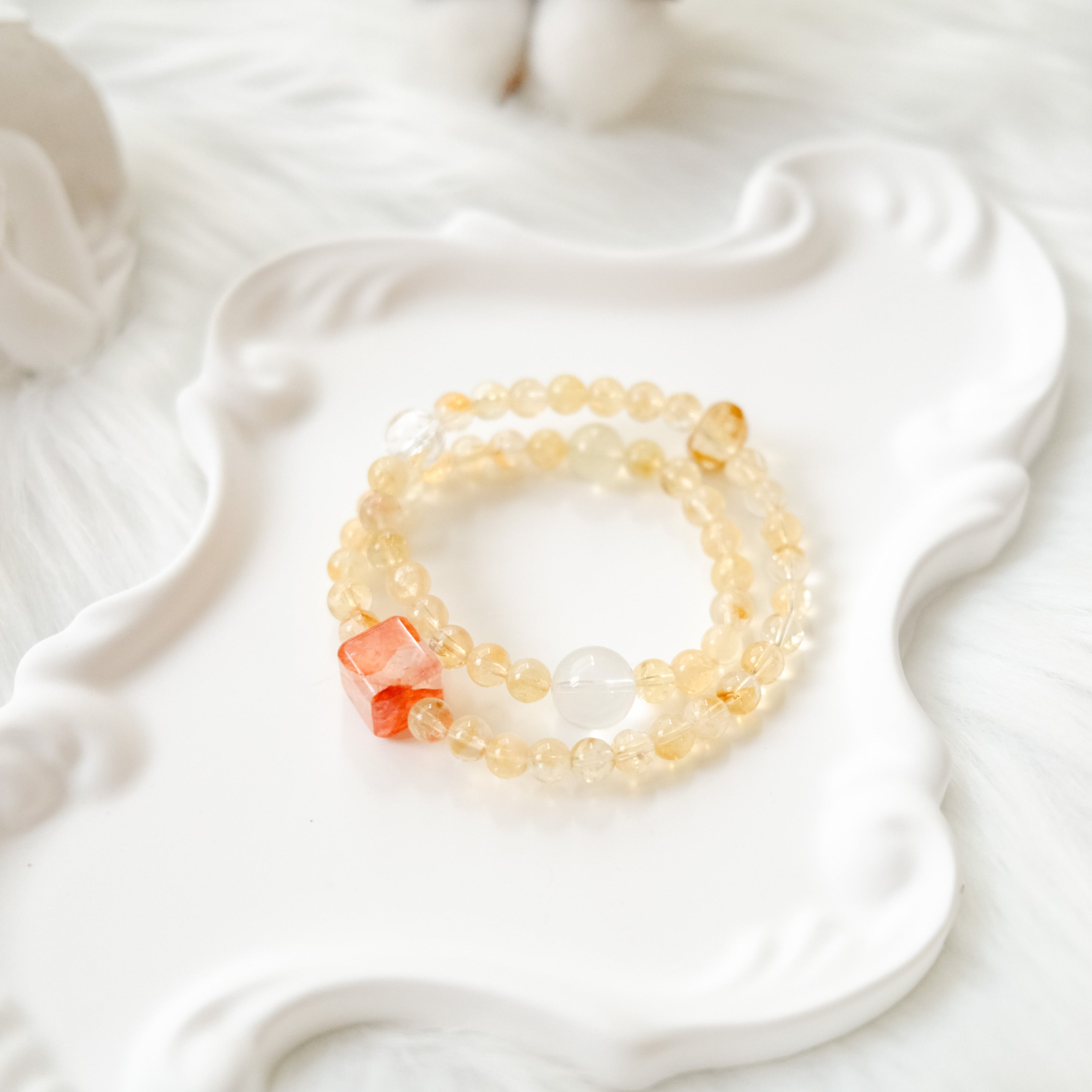Abundance & Warm Light – Citrine, Red Rutilated Quartz & Himalayan Quartz Bracelet