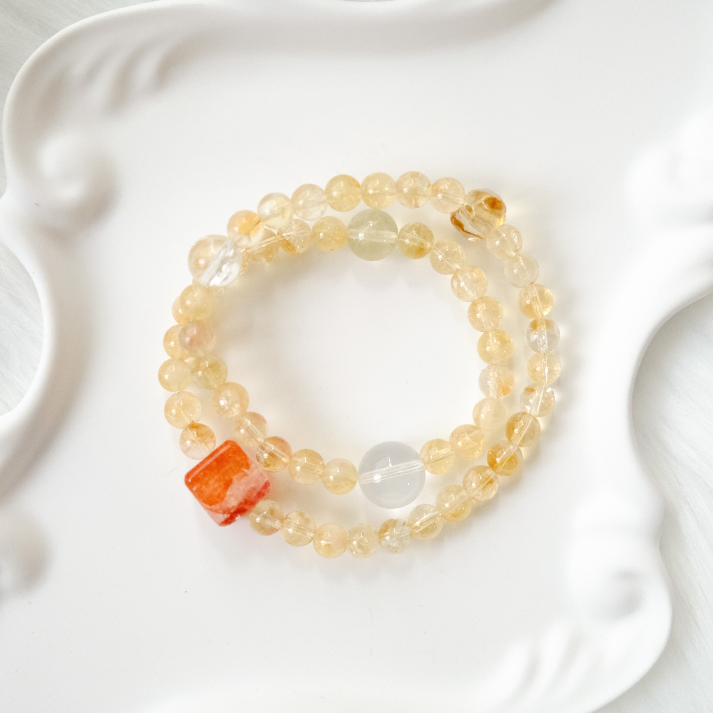 Abundance & Warm Light – Citrine, Red Rutilated Quartz & Himalayan Quartz Bracelet