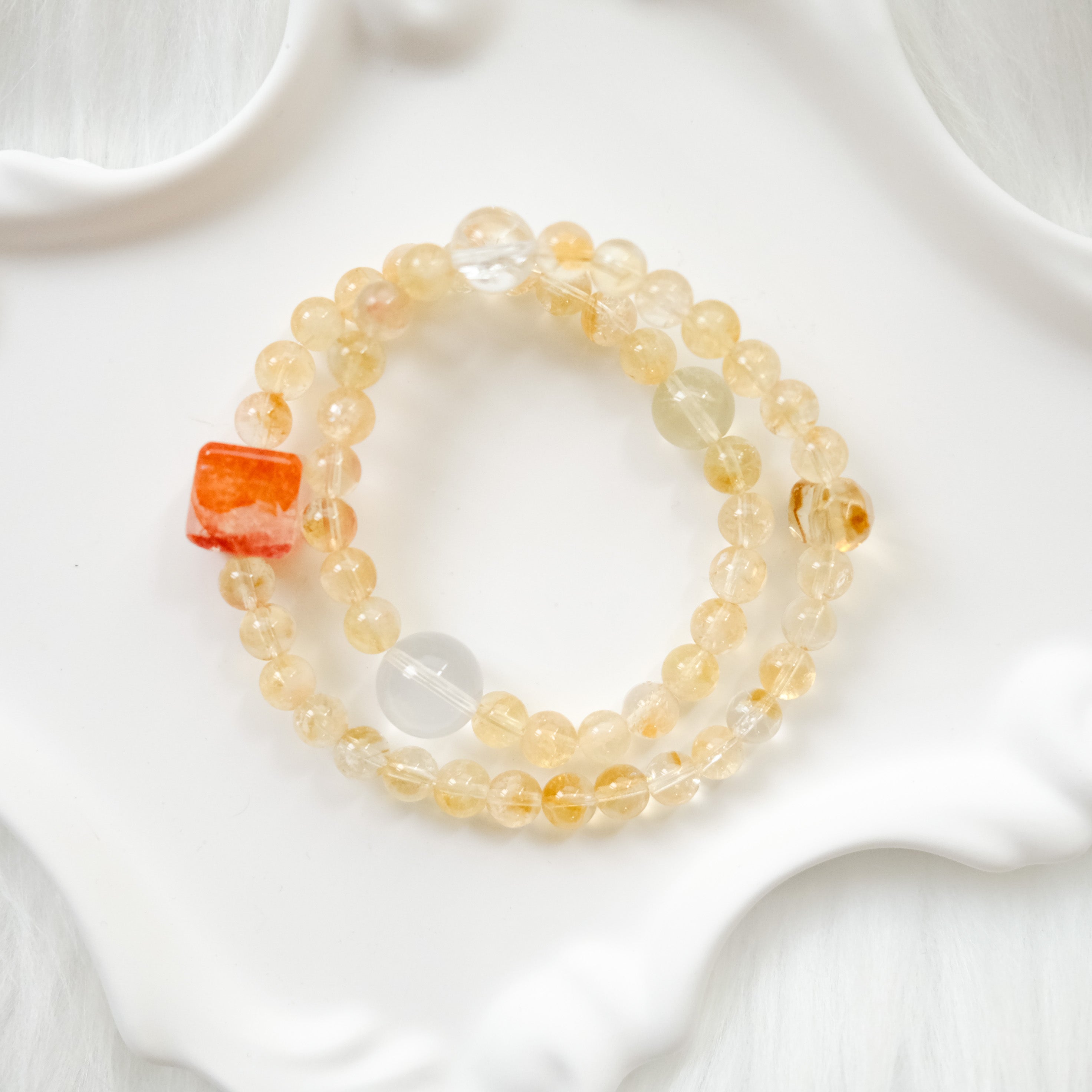 Abundance & Warm Light – Citrine, Red Rutilated Quartz & Himalayan Quartz Bracelet