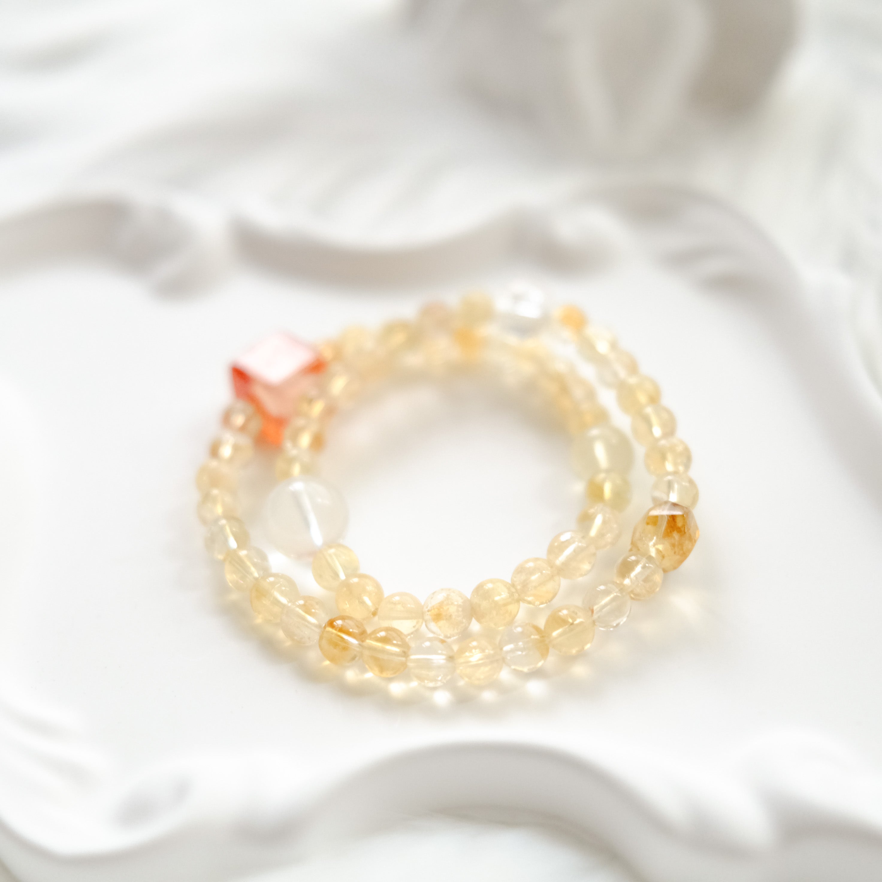 Abundance & Warm Light – Citrine, Red Rutilated Quartz & Himalayan Quartz Bracelet