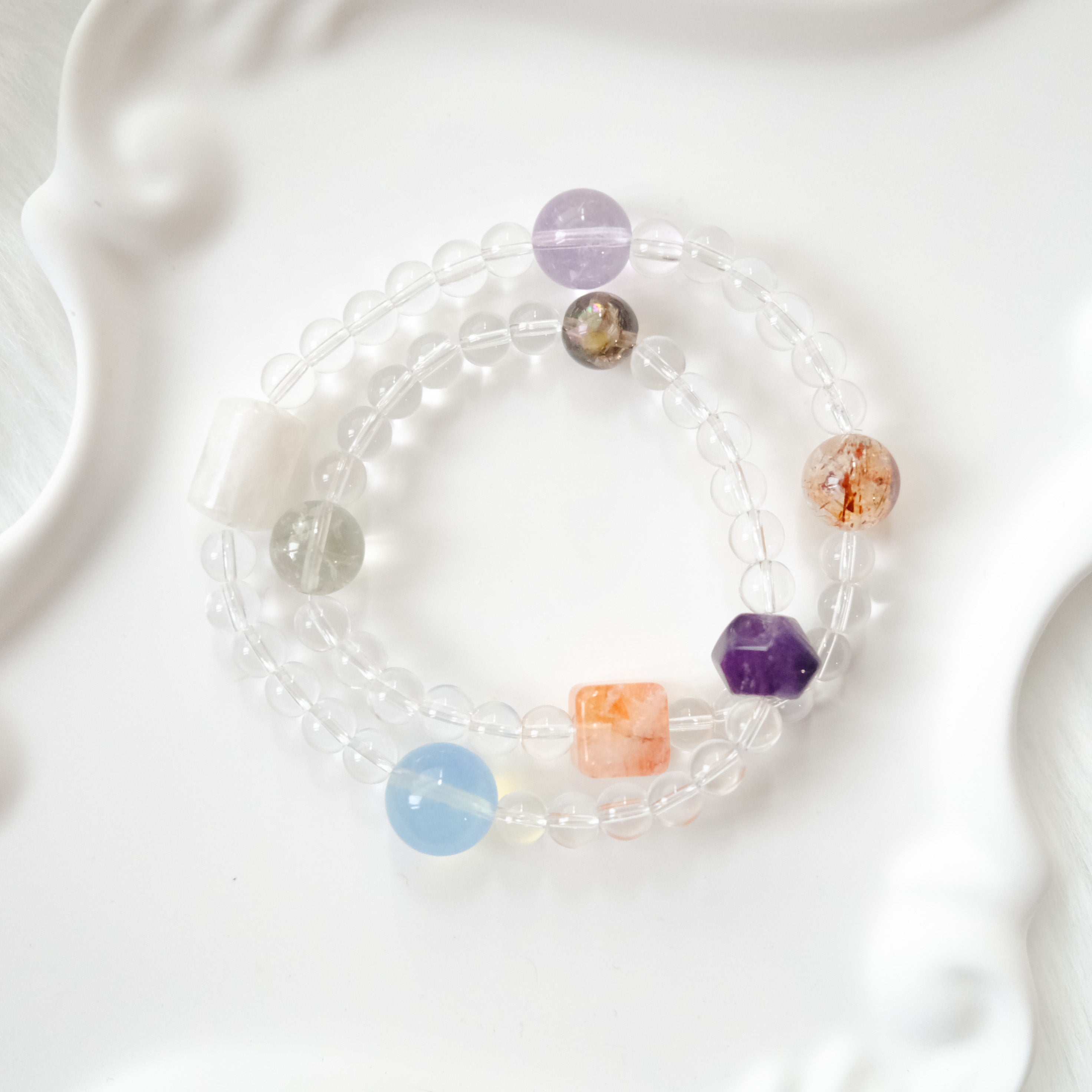Rainbow Healer – Smoky Quartz, Amethyst, Aquamarine & Phantom Quartz Bracelet