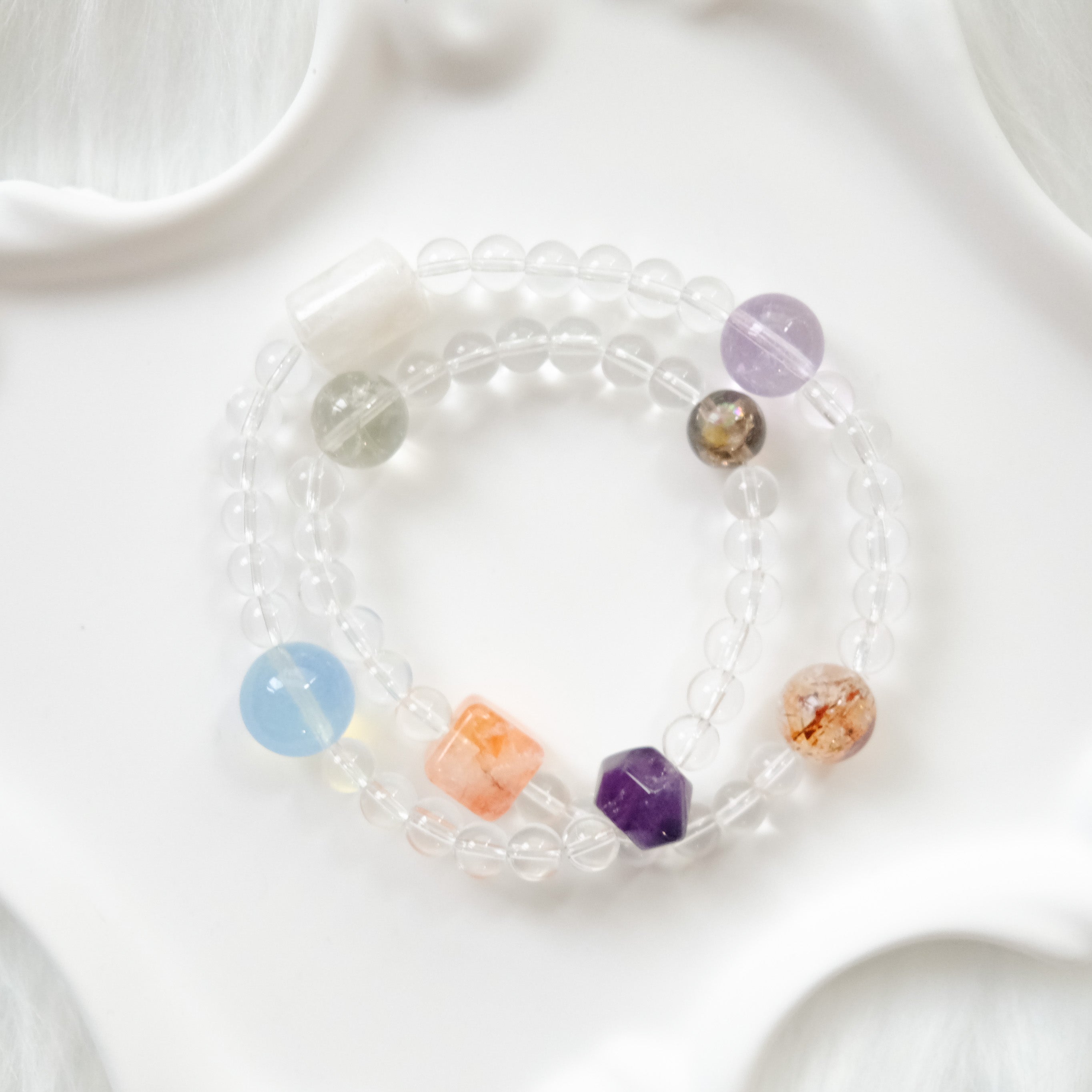 Rainbow Healer – Smoky Quartz, Amethyst, Aquamarine & Phantom Quartz Bracelet