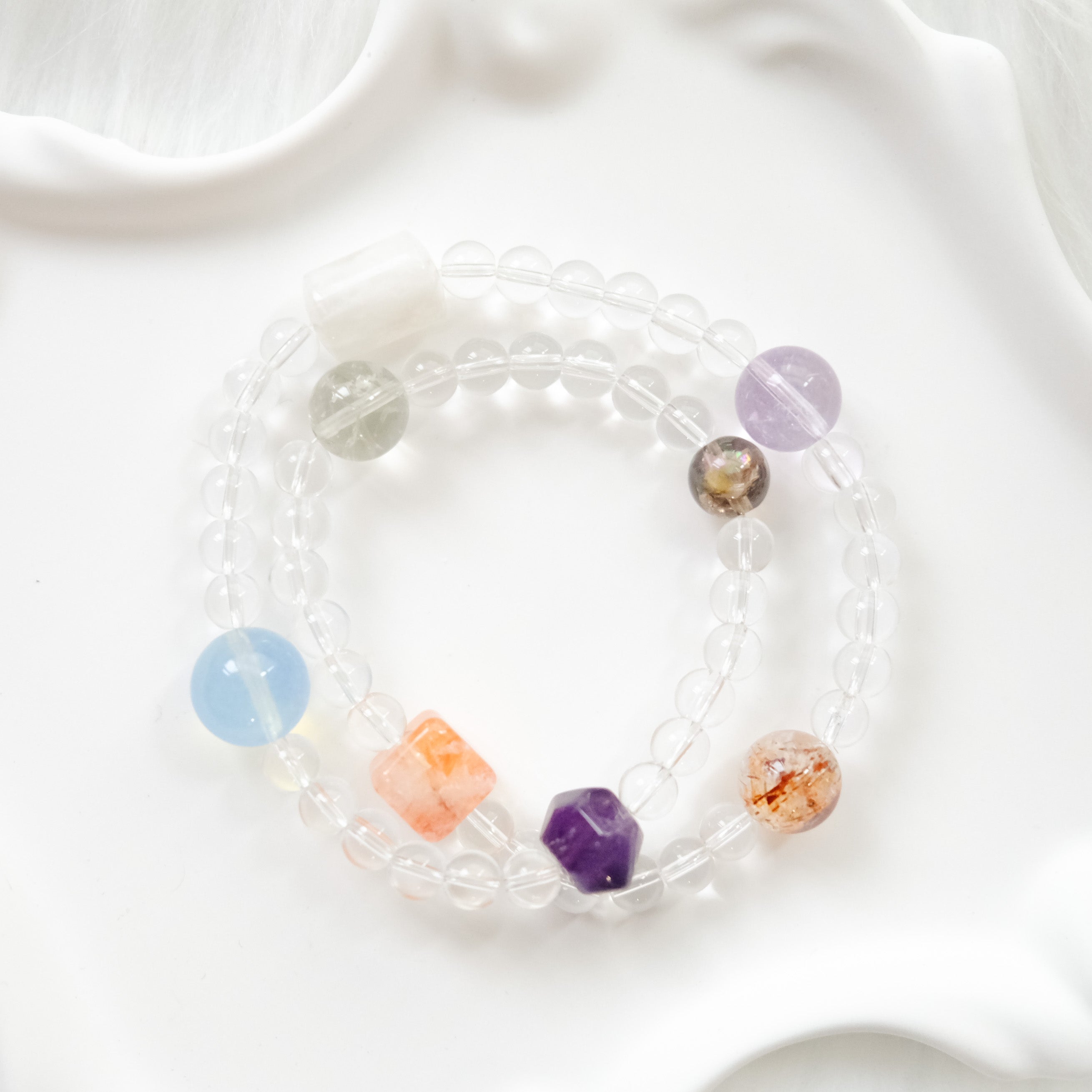 Rainbow Healer – Smoky Quartz, Amethyst, Aquamarine & Phantom Quartz Bracelet