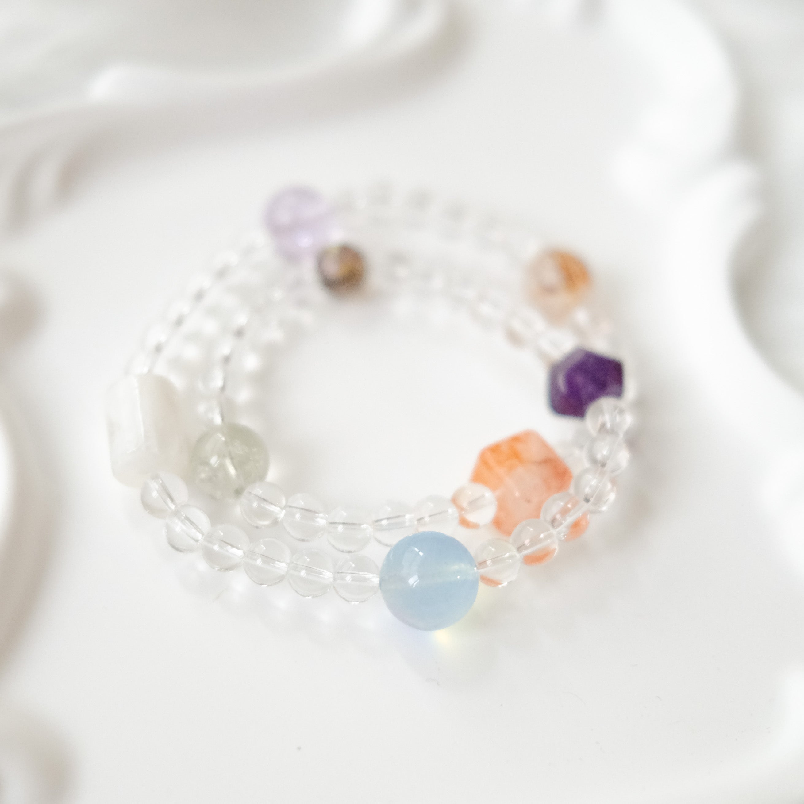 Rainbow Healer – Smoky Quartz, Amethyst, Aquamarine & Phantom Quartz Bracelet
