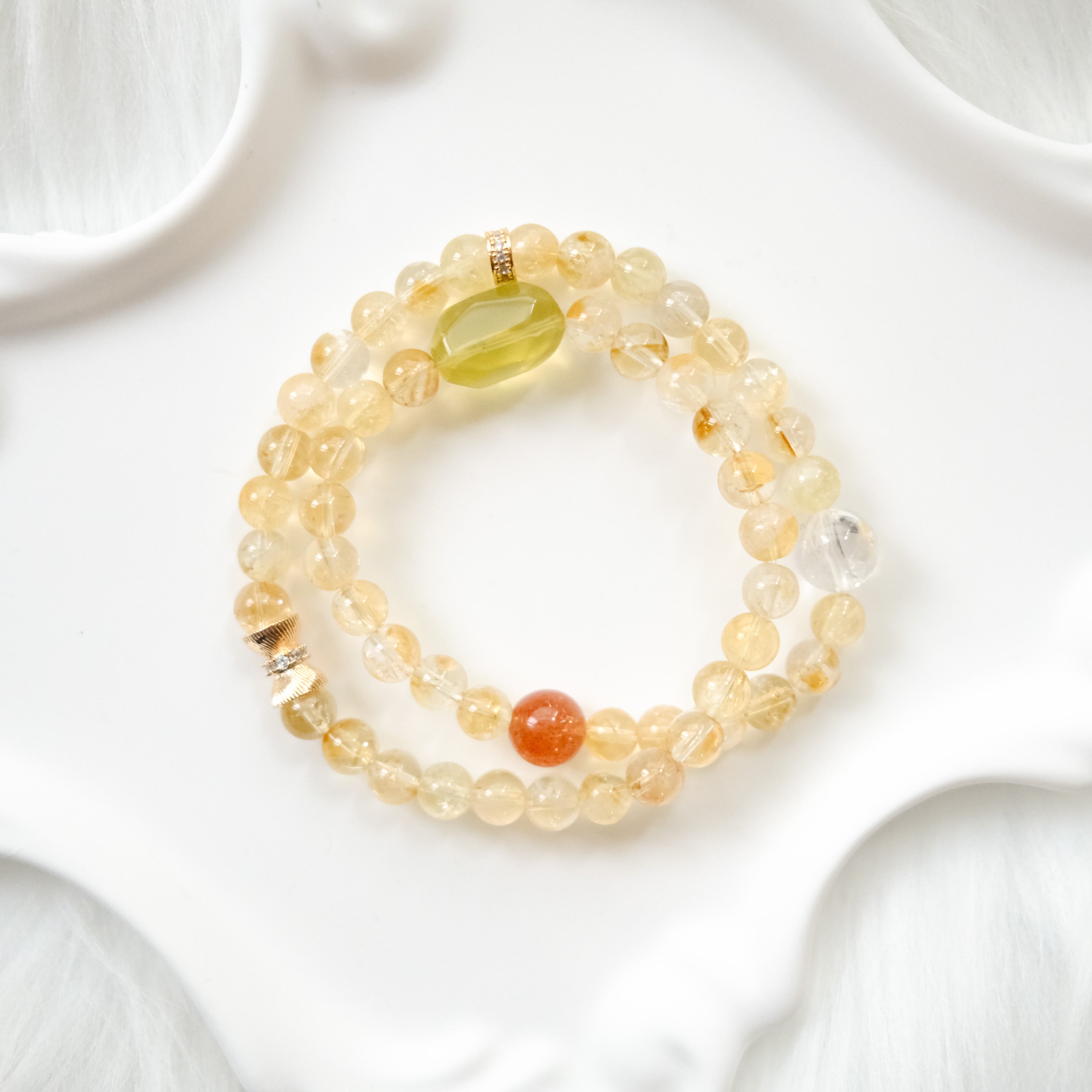 Fortune & Luck – Golden Rutilated Quartz, Citrine & Himalayan Quartz Bracelet