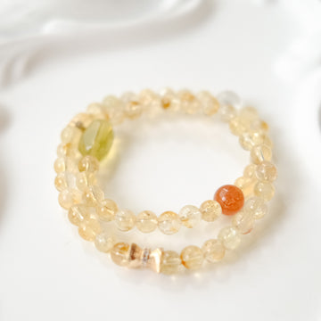 Fortune & Luck – Golden Rutilated Quartz, Citrine & Himalayan Quartz Bracelet