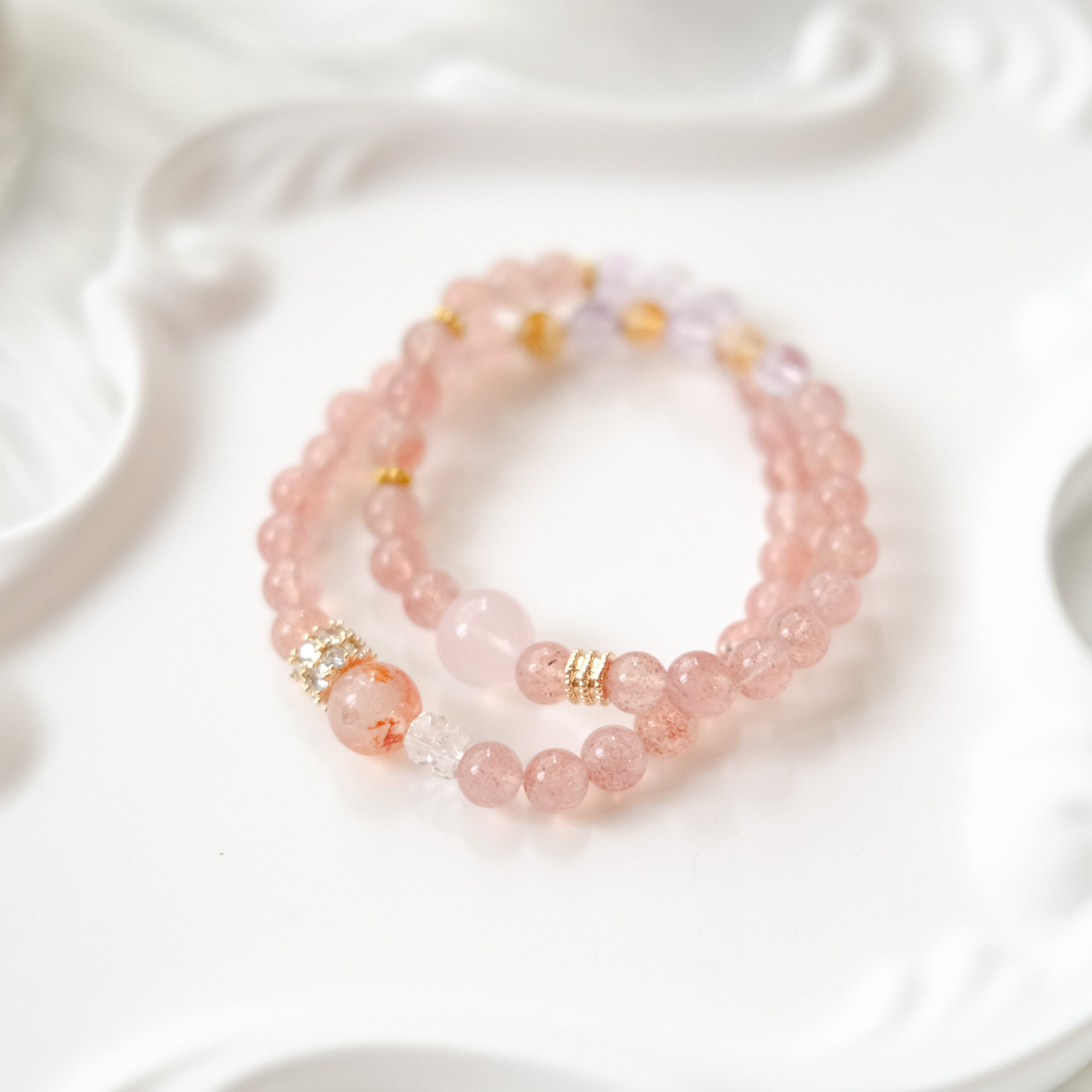 Love & Harmony – Strawberry Quartz, Amethyst, Rose Quartz & Citrine Bracelet