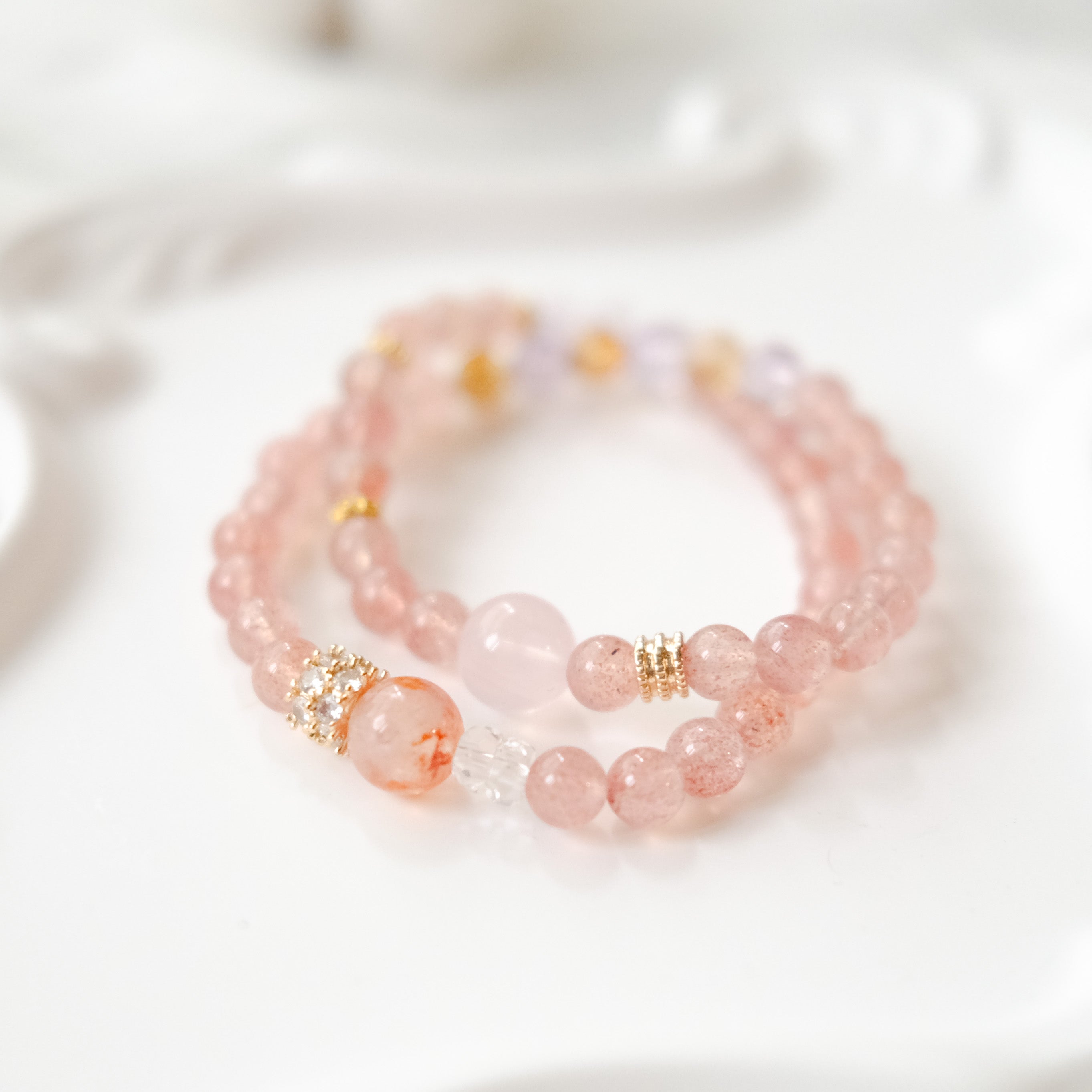 Love & Harmony – Strawberry Quartz, Amethyst, Rose Quartz & Citrine Bracelet