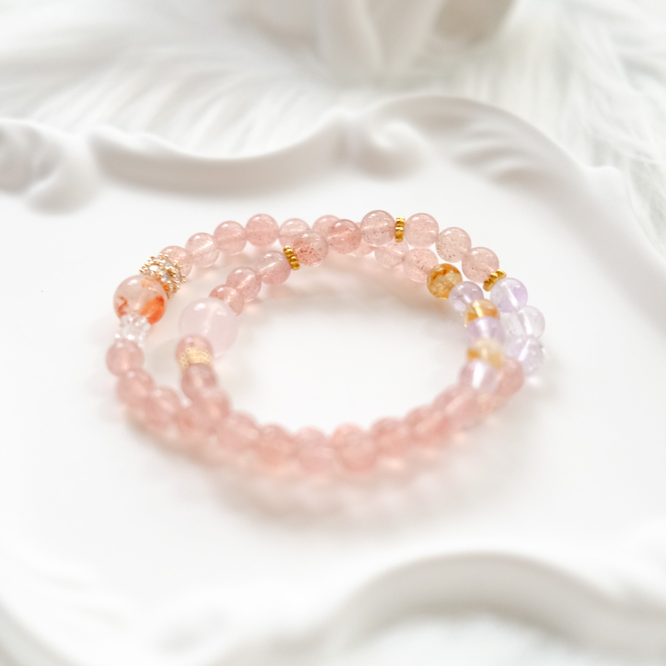 Love & Harmony – Strawberry Quartz, Amethyst, Rose Quartz & Citrine Bracelet