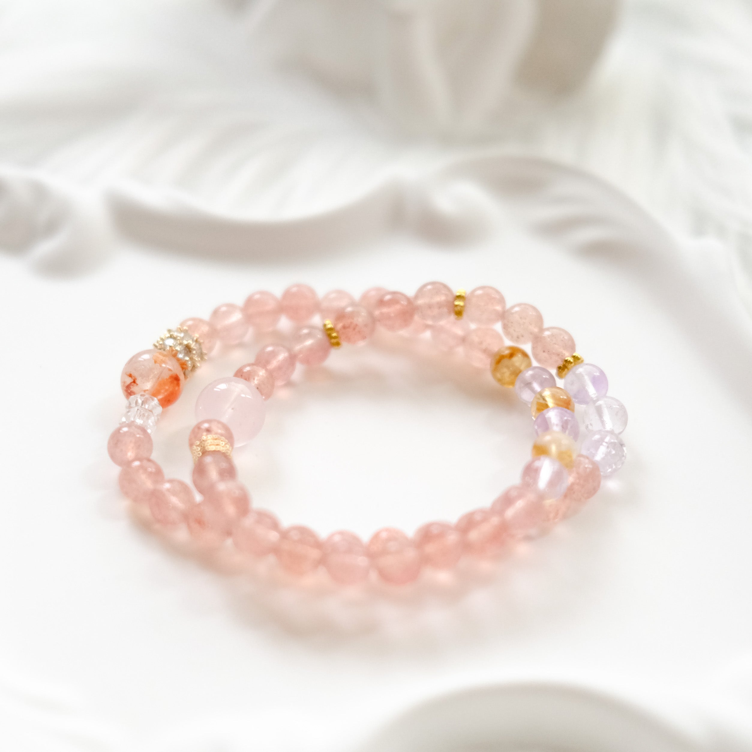 Love & Harmony – Strawberry Quartz, Amethyst, Rose Quartz & Citrine Bracelet