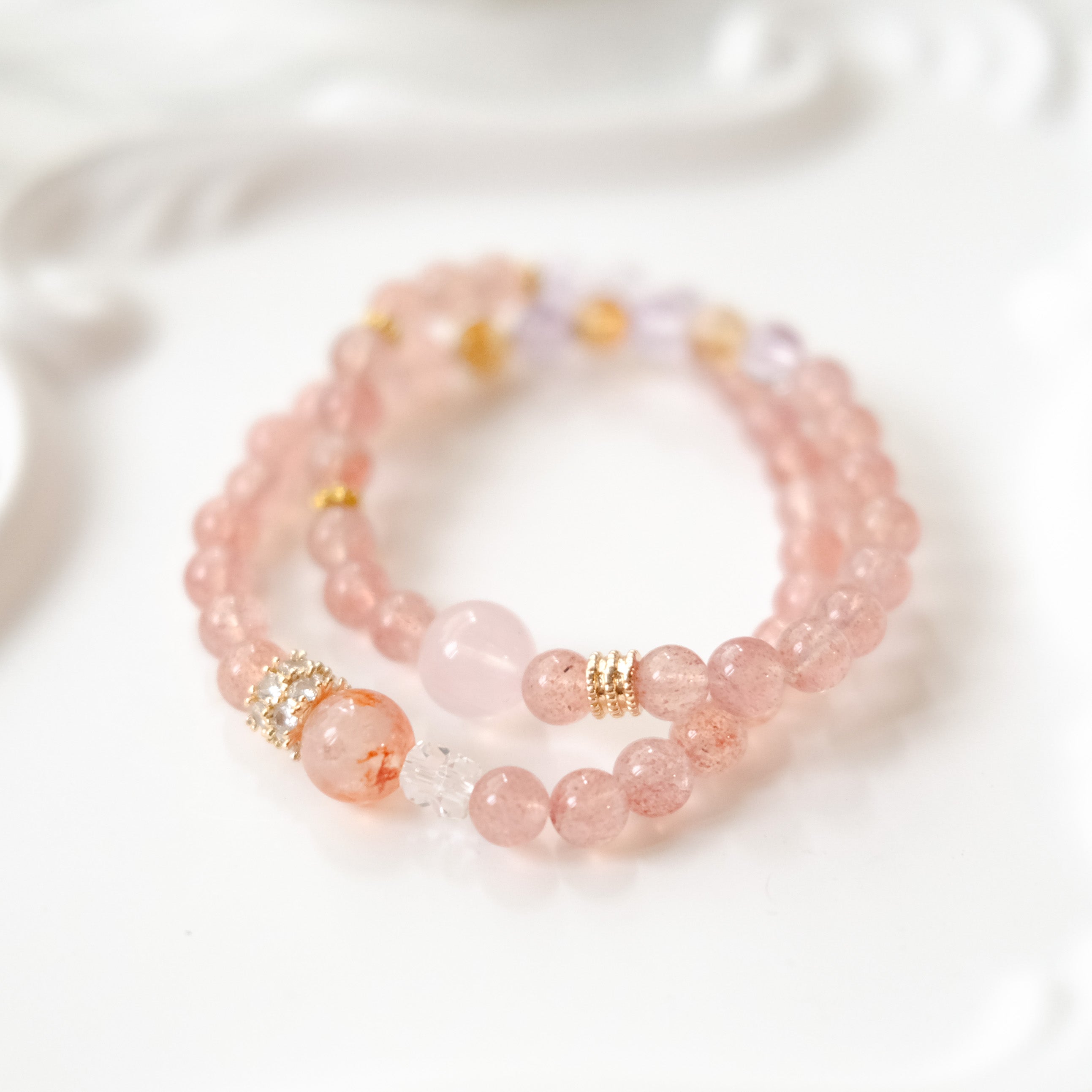 Love & Harmony – Strawberry Quartz, Amethyst, Rose Quartz & Citrine Bracelet