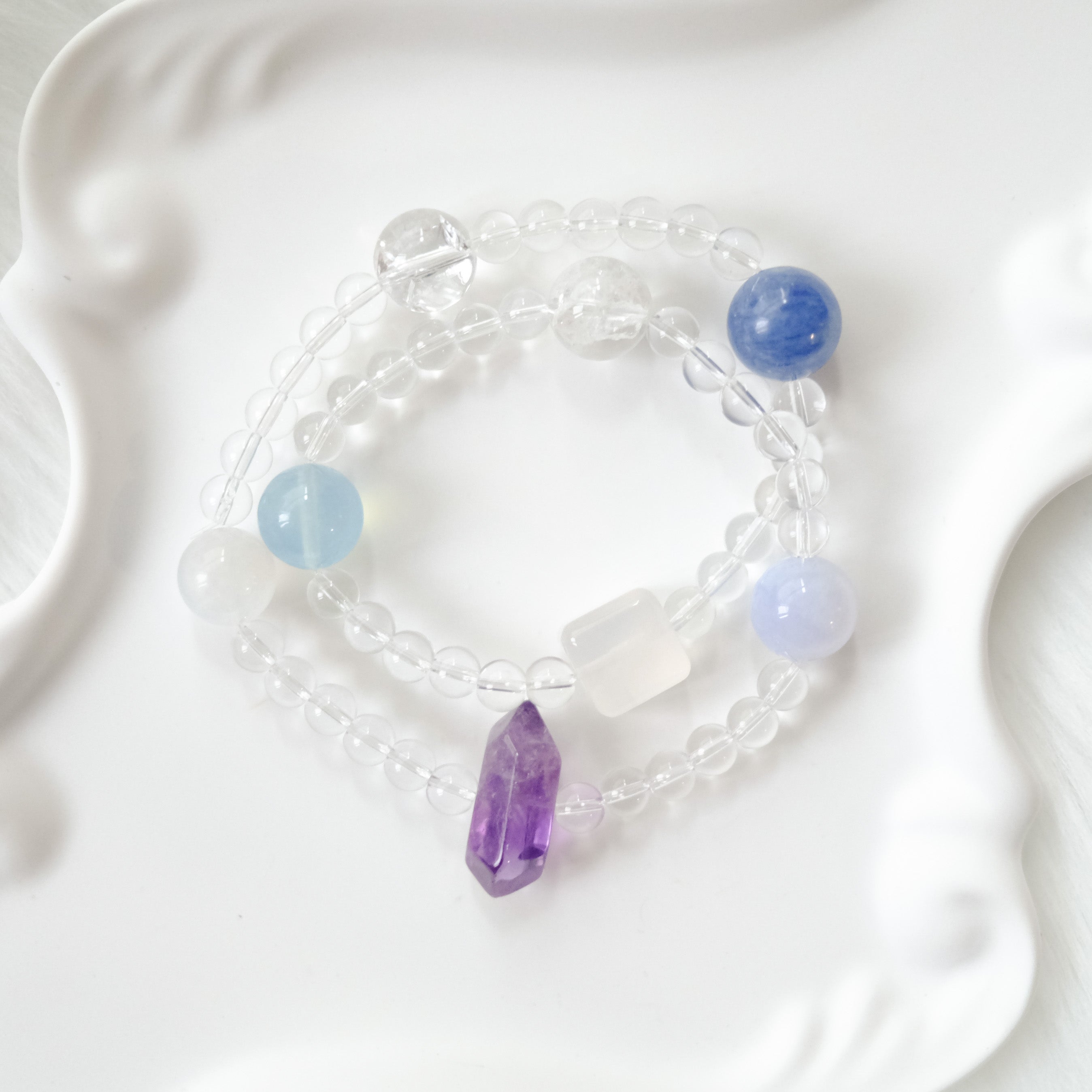 Intuition & Inner Clarity – Amethyst, Aquamarine, Blue Kyanite & Himalayan Quartz Bracelet