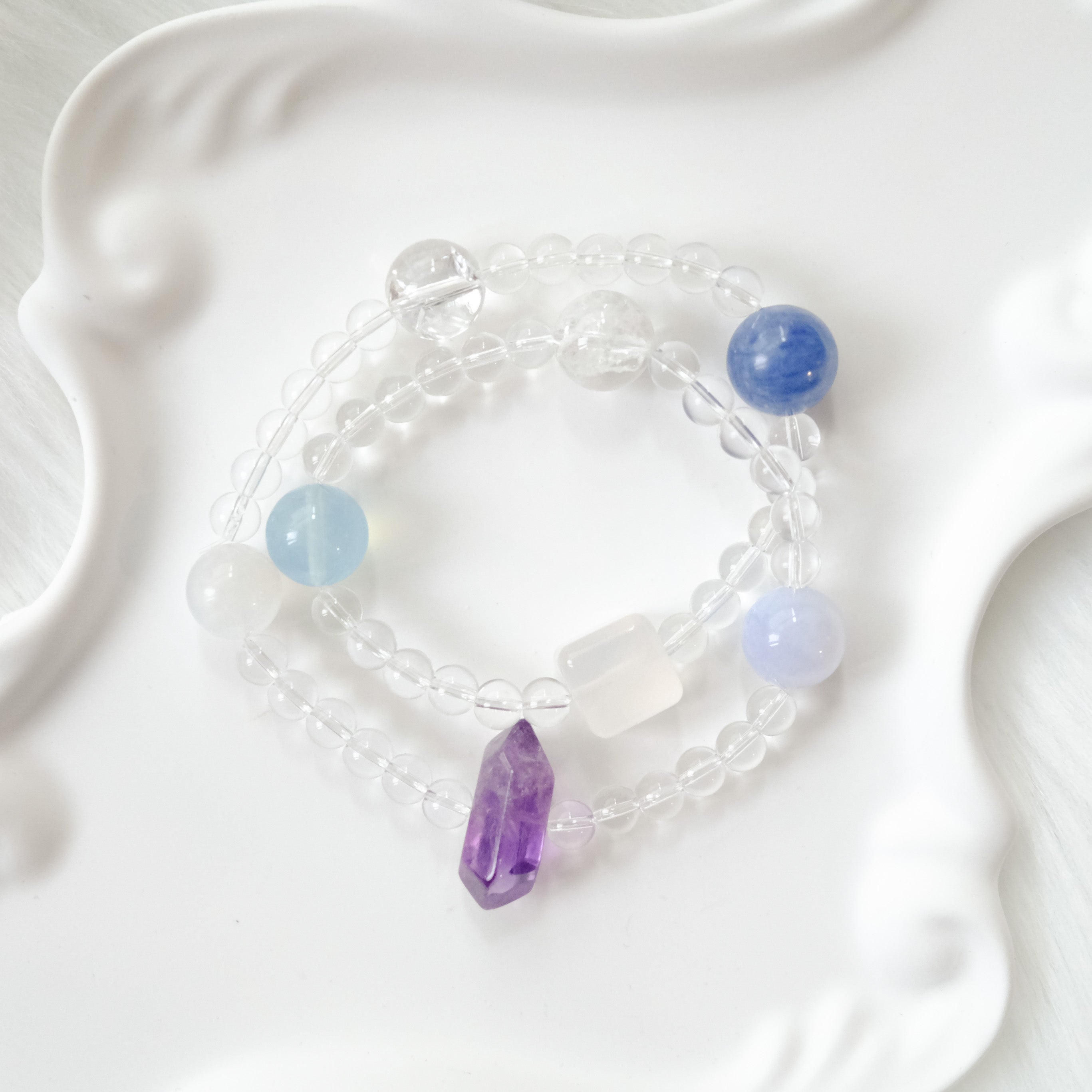 Intuition & Inner Clarity – Amethyst, Aquamarine, Blue Kyanite & Himalayan Quartz Bracelet