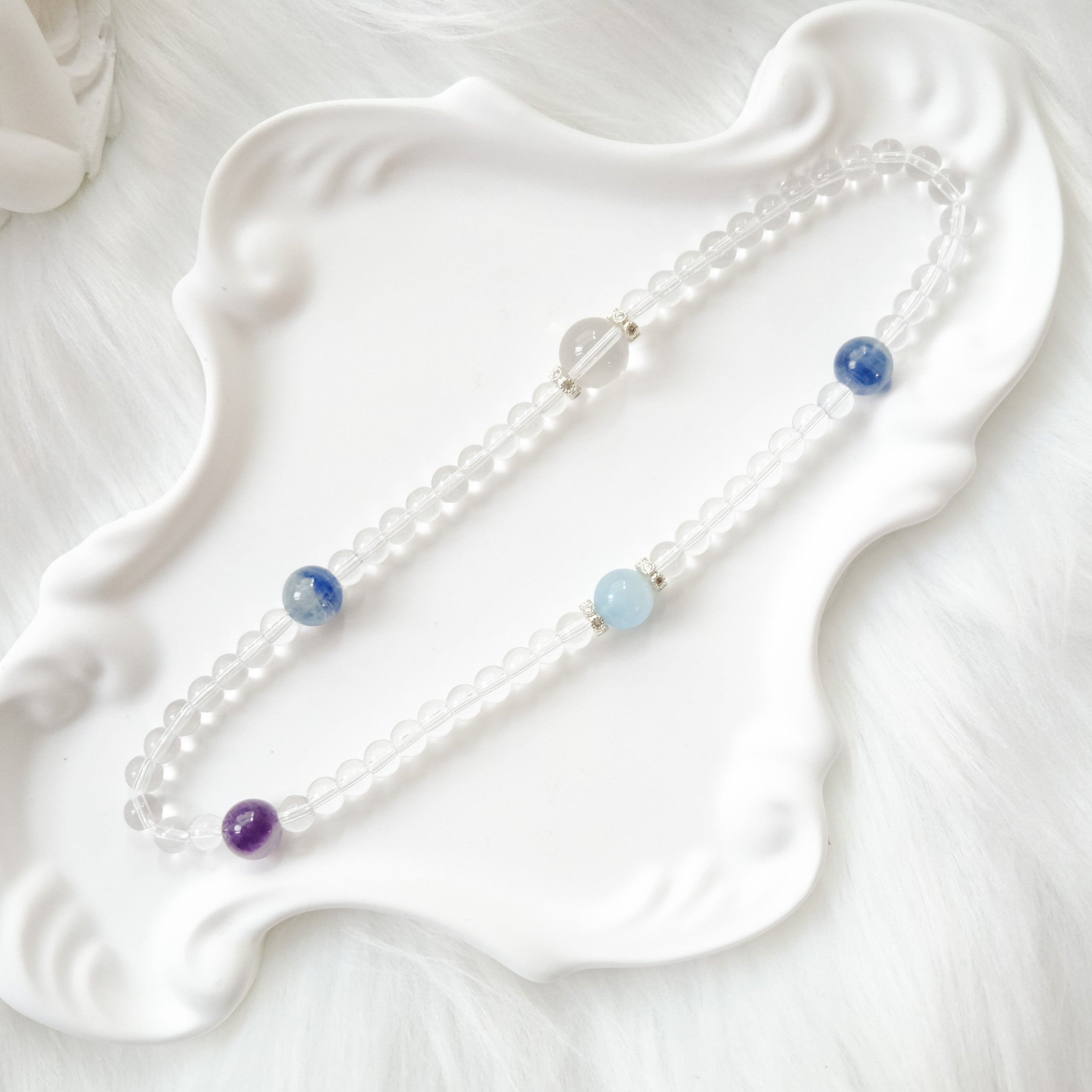 Clarity & Inner Peace – Kyanite, Aquamarine, Amethyst & Clear Quartz Bracelet