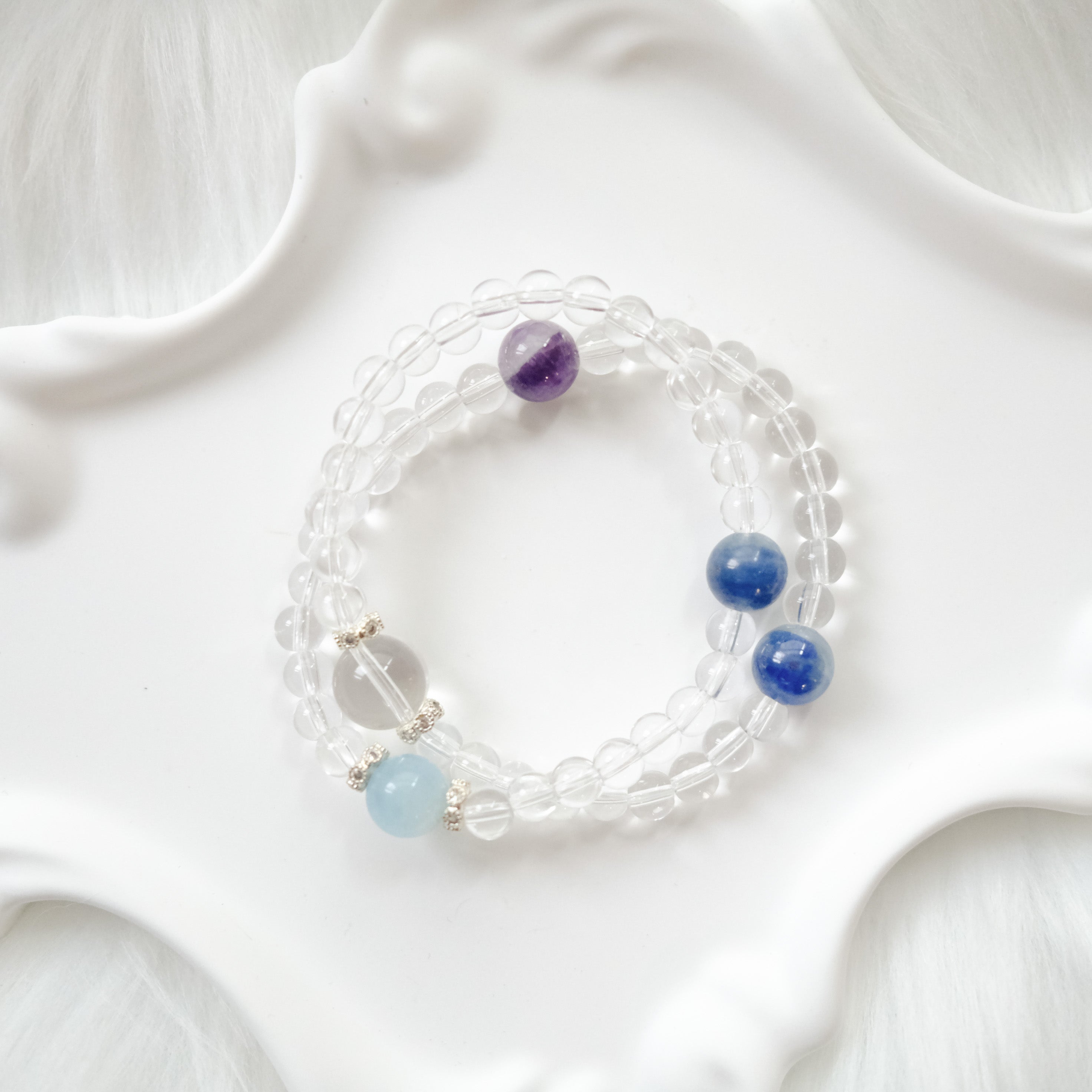 Clarity & Inner Peace – Kyanite, Aquamarine, Amethyst & Clear Quartz Bracelet
