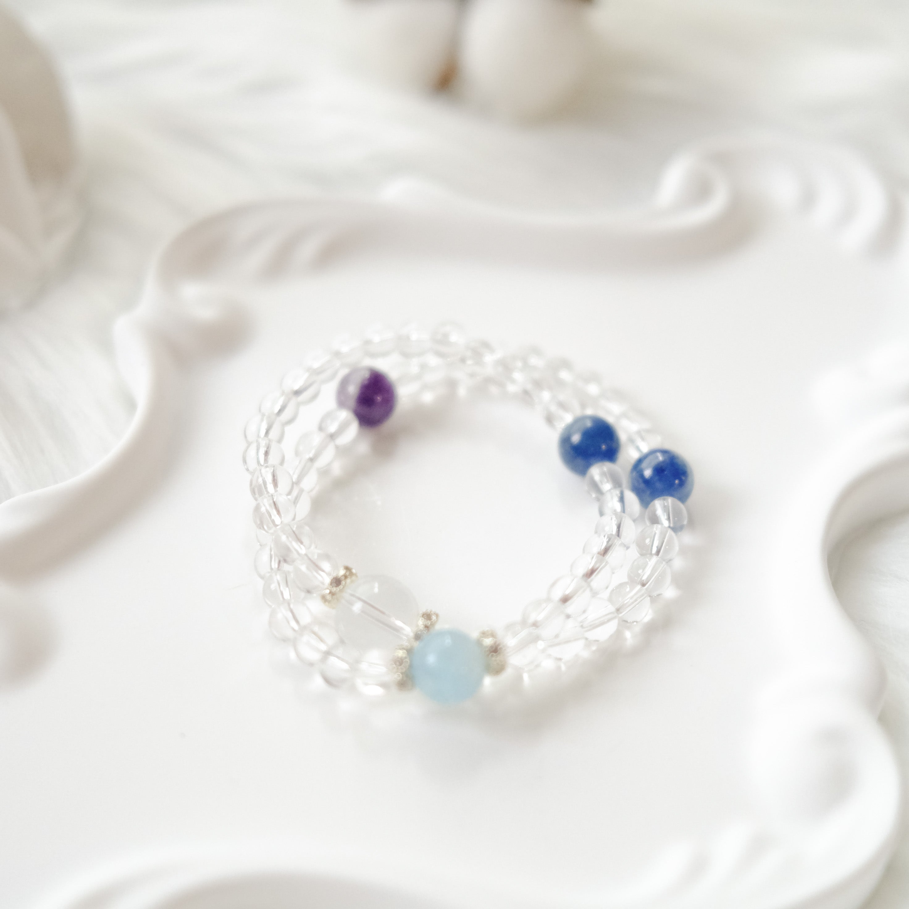 Clarity & Inner Peace – Kyanite, Aquamarine, Amethyst & Clear Quartz Bracelet