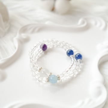 Clarity & Inner Peace – Kyanite, Aquamarine, Amethyst & Clear Quartz Bracelet
