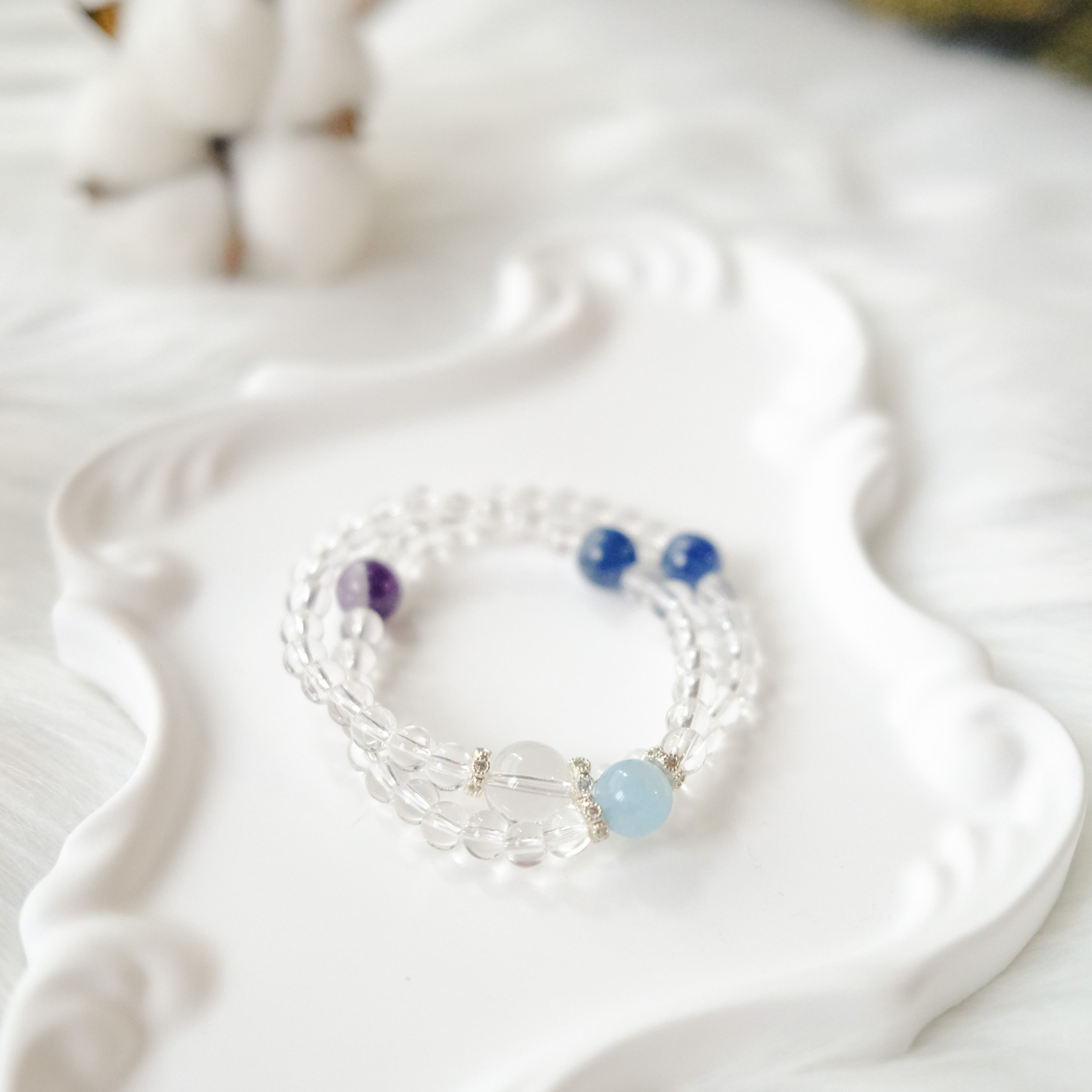 Clarity & Inner Peace – Kyanite, Aquamarine, Amethyst & Clear Quartz Bracelet