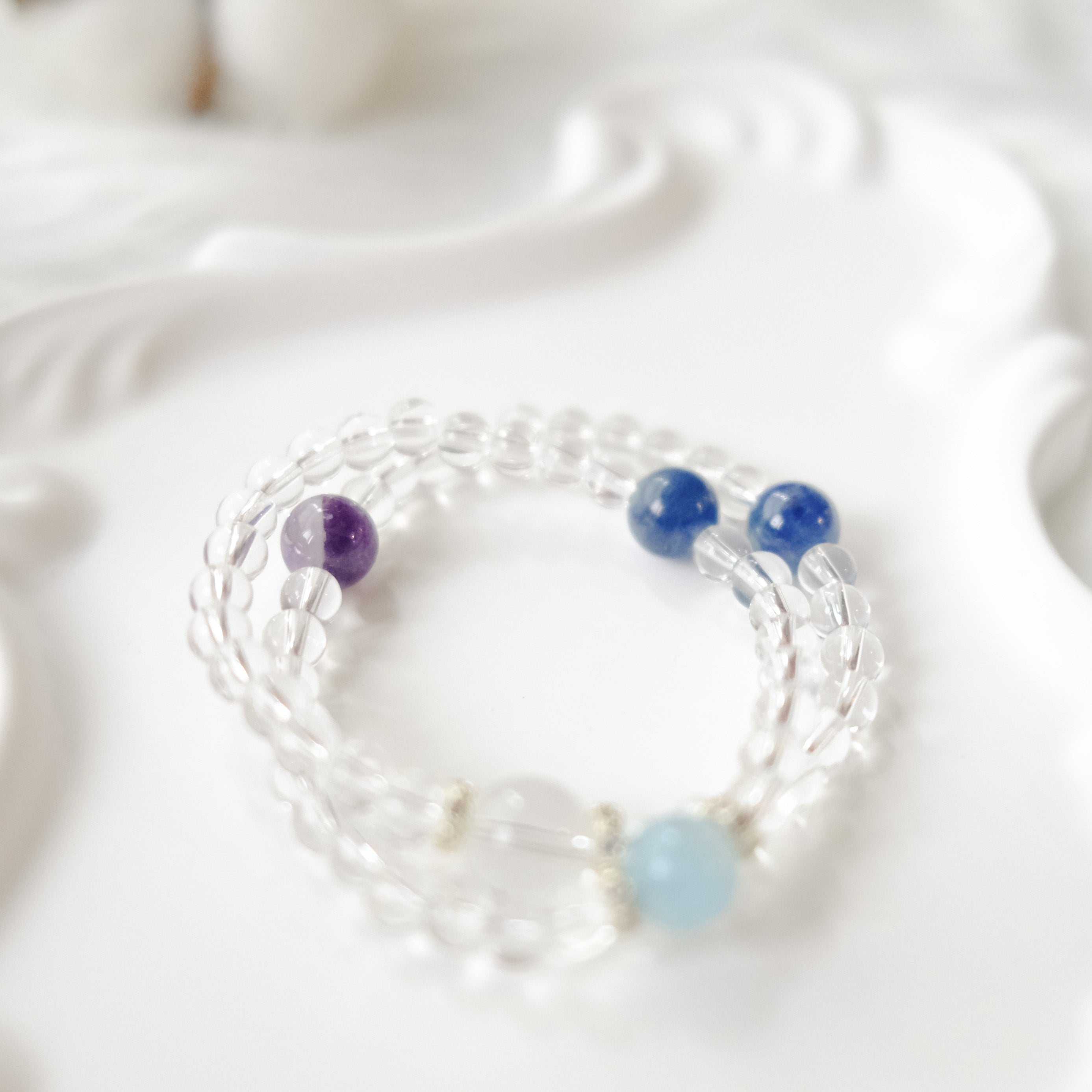 Clarity & Inner Peace – Kyanite, Aquamarine, Amethyst & Clear Quartz Bracelet