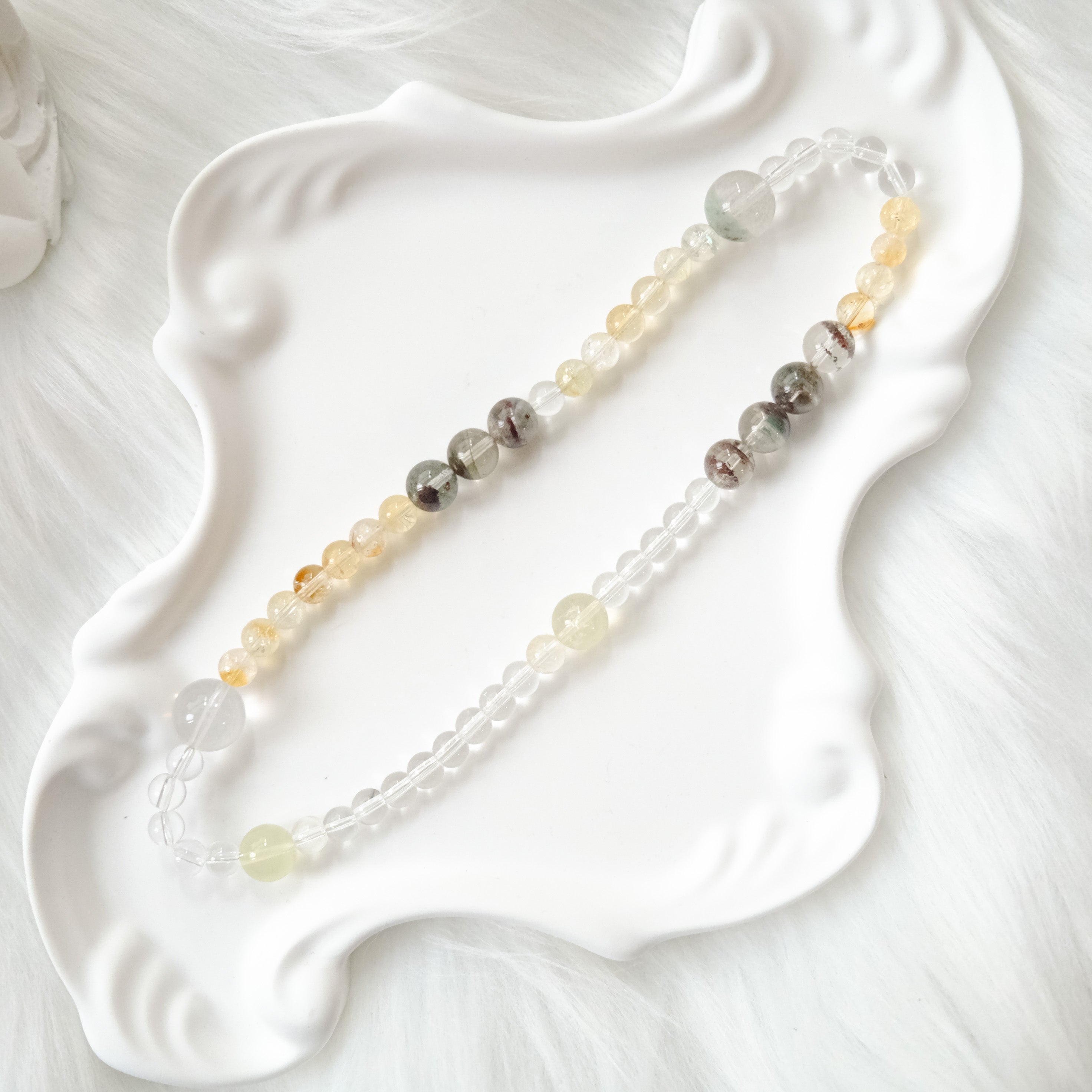 Abundance & Clarity – Golden Rutilated Quartz, Green Phantom & Clear Quartz Bracelet