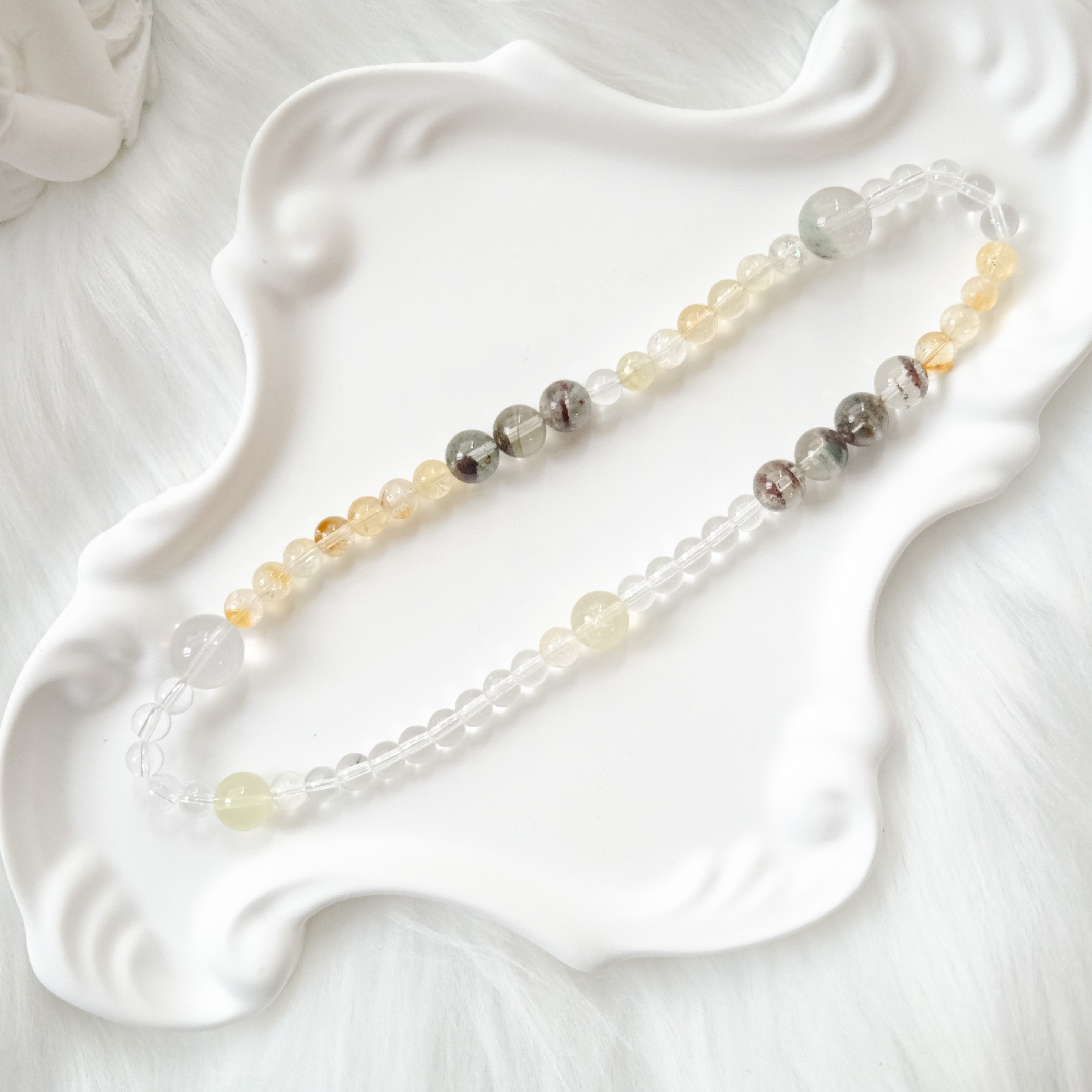 Abundance & Clarity – Golden Rutilated Quartz, Green Phantom & Clear Quartz Bracelet