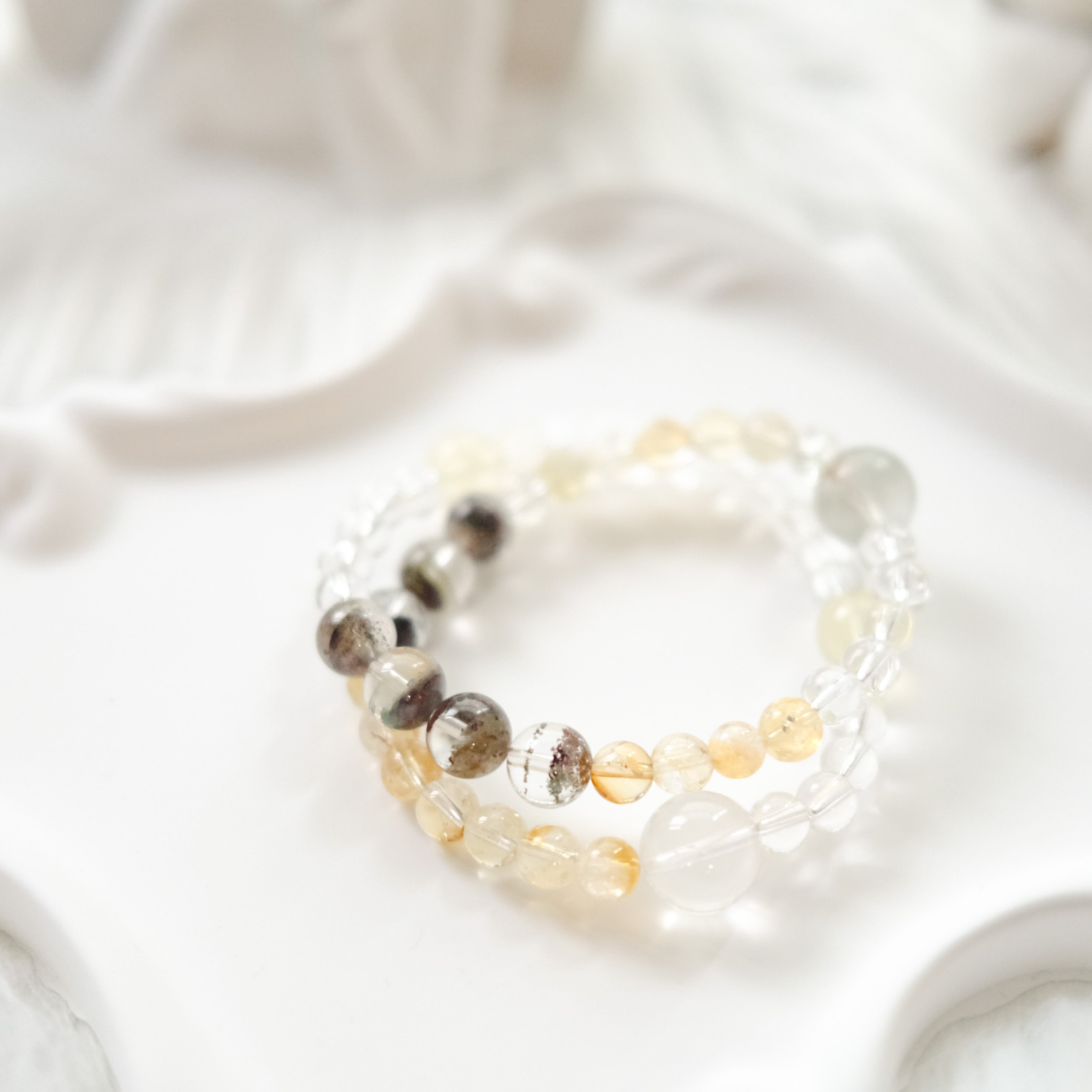 Abundance & Clarity – Golden Rutilated Quartz, Green Phantom & Clear Quartz Bracelet