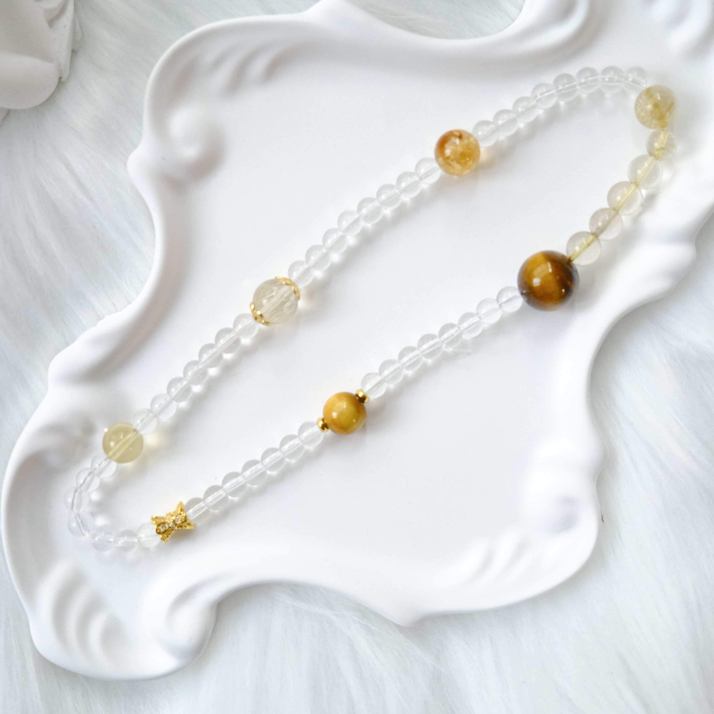 Strength & Clarity – Rutilated Quartz, Tiger’s Eye & Clear Quartz Bracelet