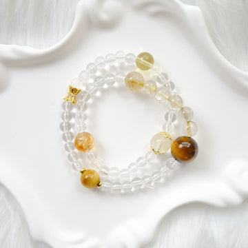 Strength & Clarity – Rutilated Quartz, Tiger’s Eye & Clear Quartz Bracelet