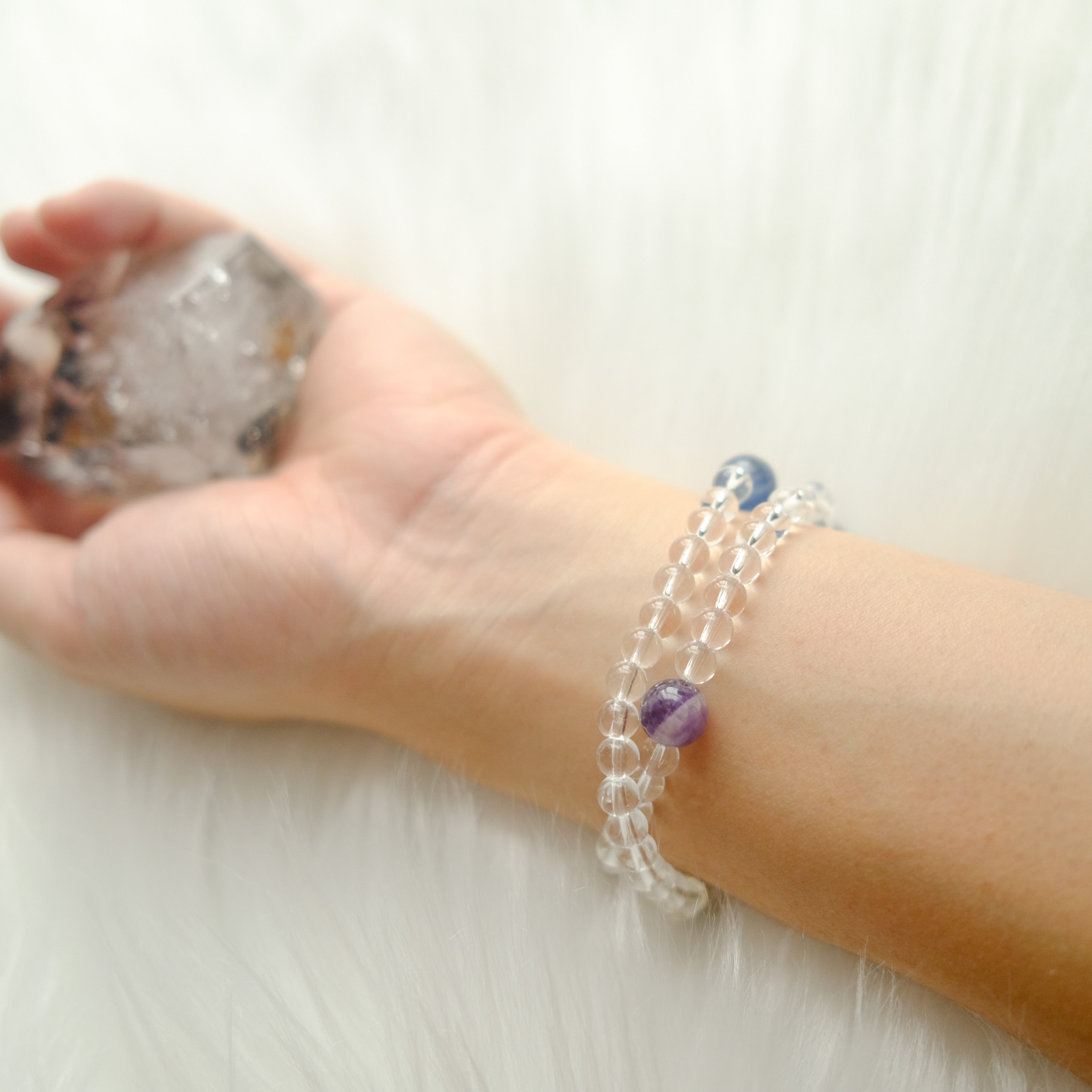 Clarity & Inner Peace – Kyanite, Aquamarine, Amethyst & Clear Quartz Bracelet