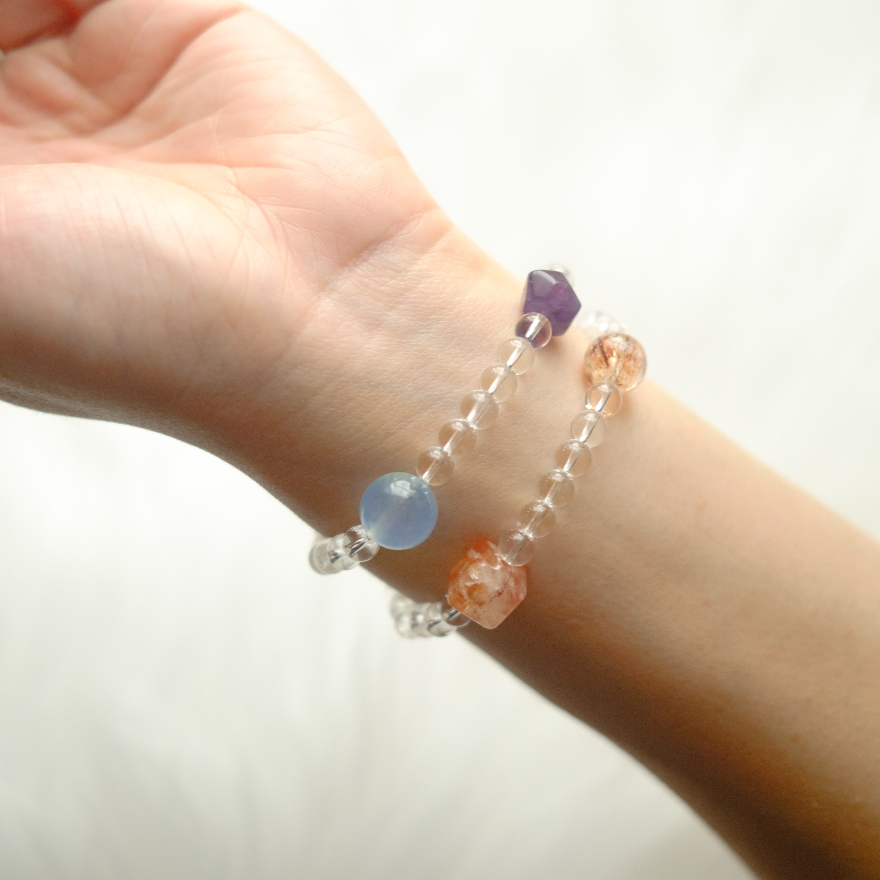 Rainbow Healer – Smoky Quartz, Amethyst, Aquamarine & Phantom Quartz Bracelet
