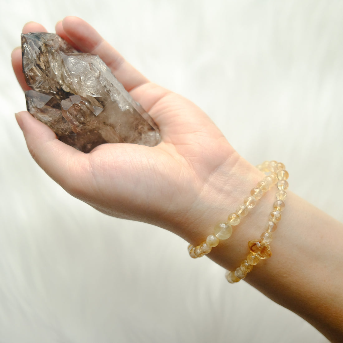 Abundance & Warm Light – Citrine, Red Rutilated Quartz & Himalayan Quartz Bracelet