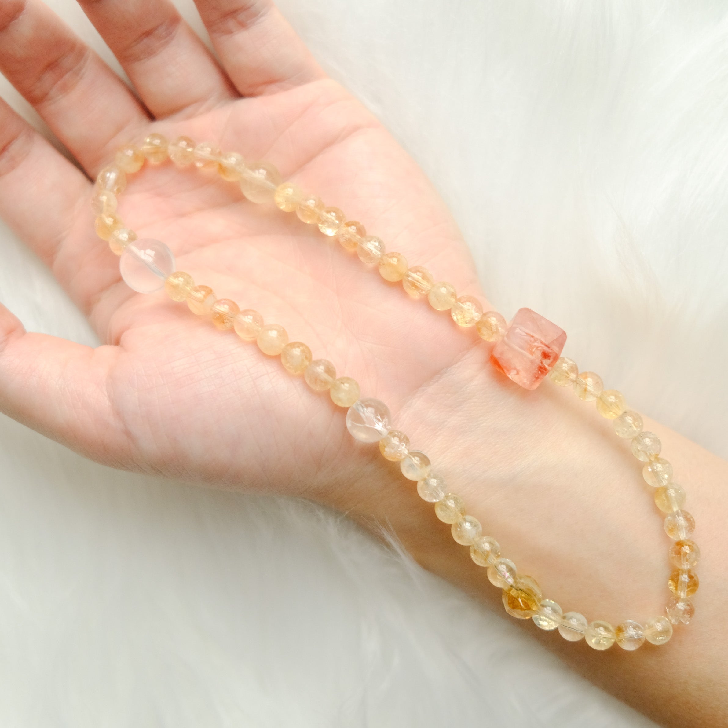 Abundance & Warm Light – Citrine, Red Rutilated Quartz & Himalayan Quartz Bracelet
