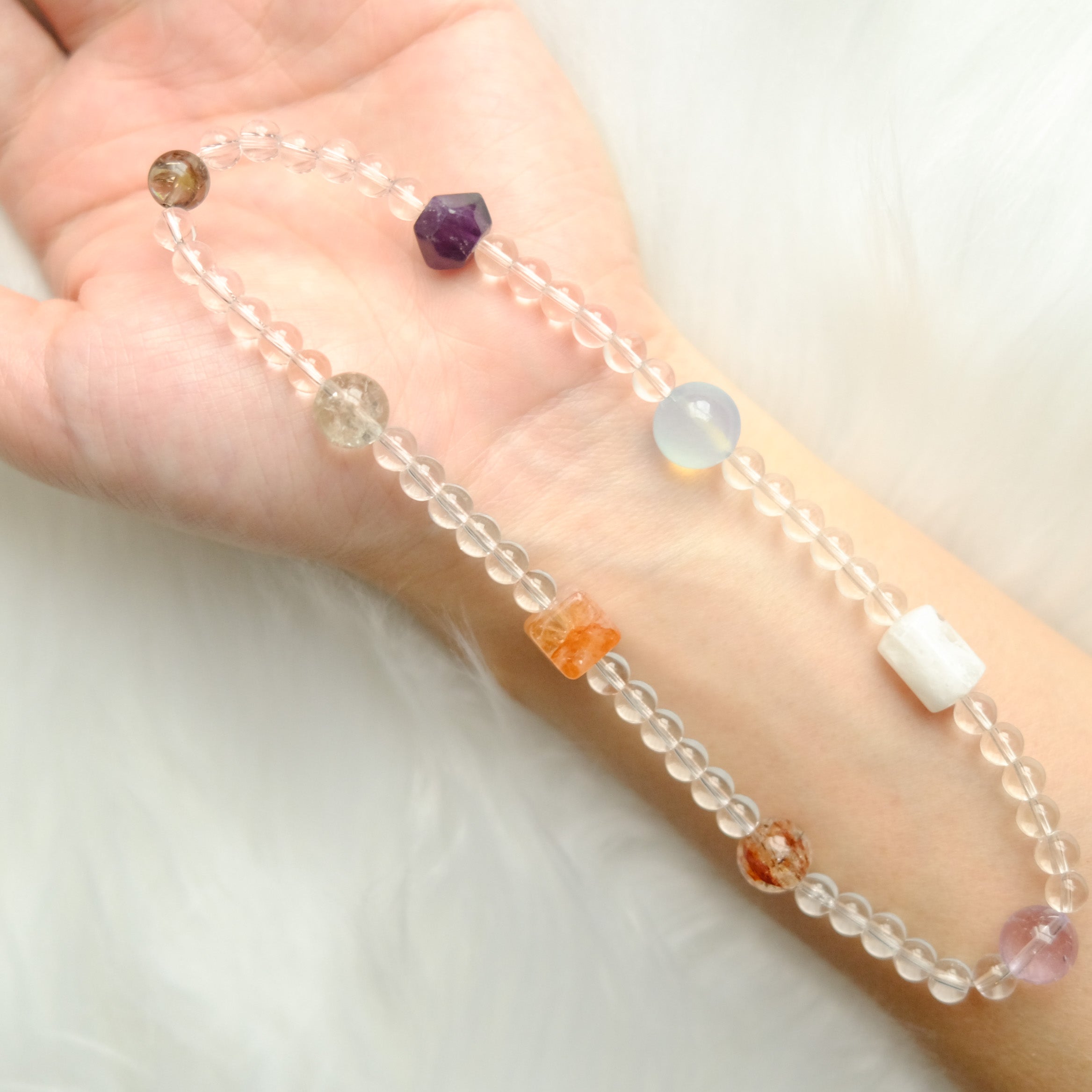 Rainbow Healer – Smoky Quartz, Amethyst, Aquamarine & Phantom Quartz Bracelet