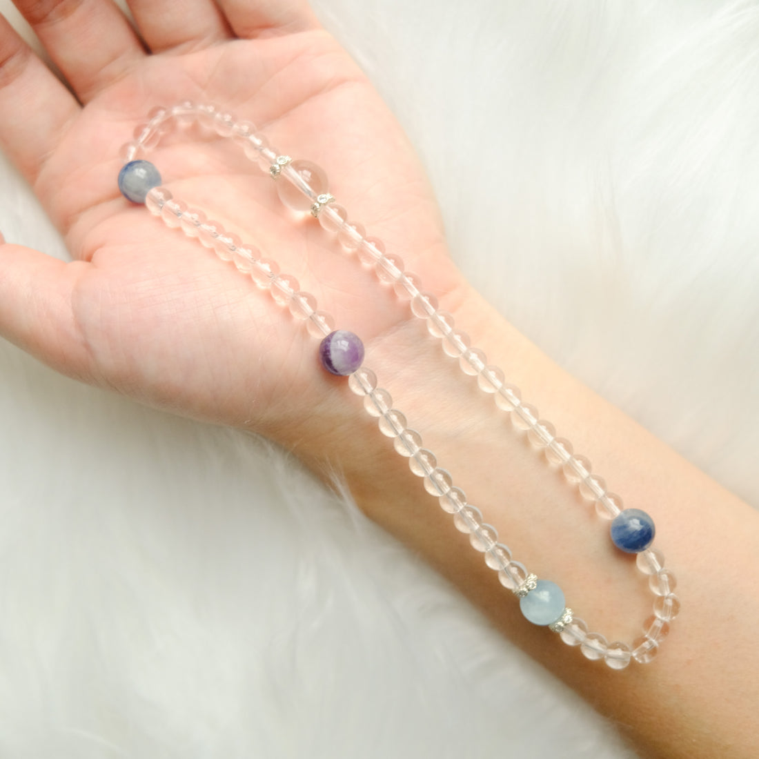 Clarity & Inner Peace – Kyanite, Aquamarine, Amethyst & Clear Quartz Bracelet