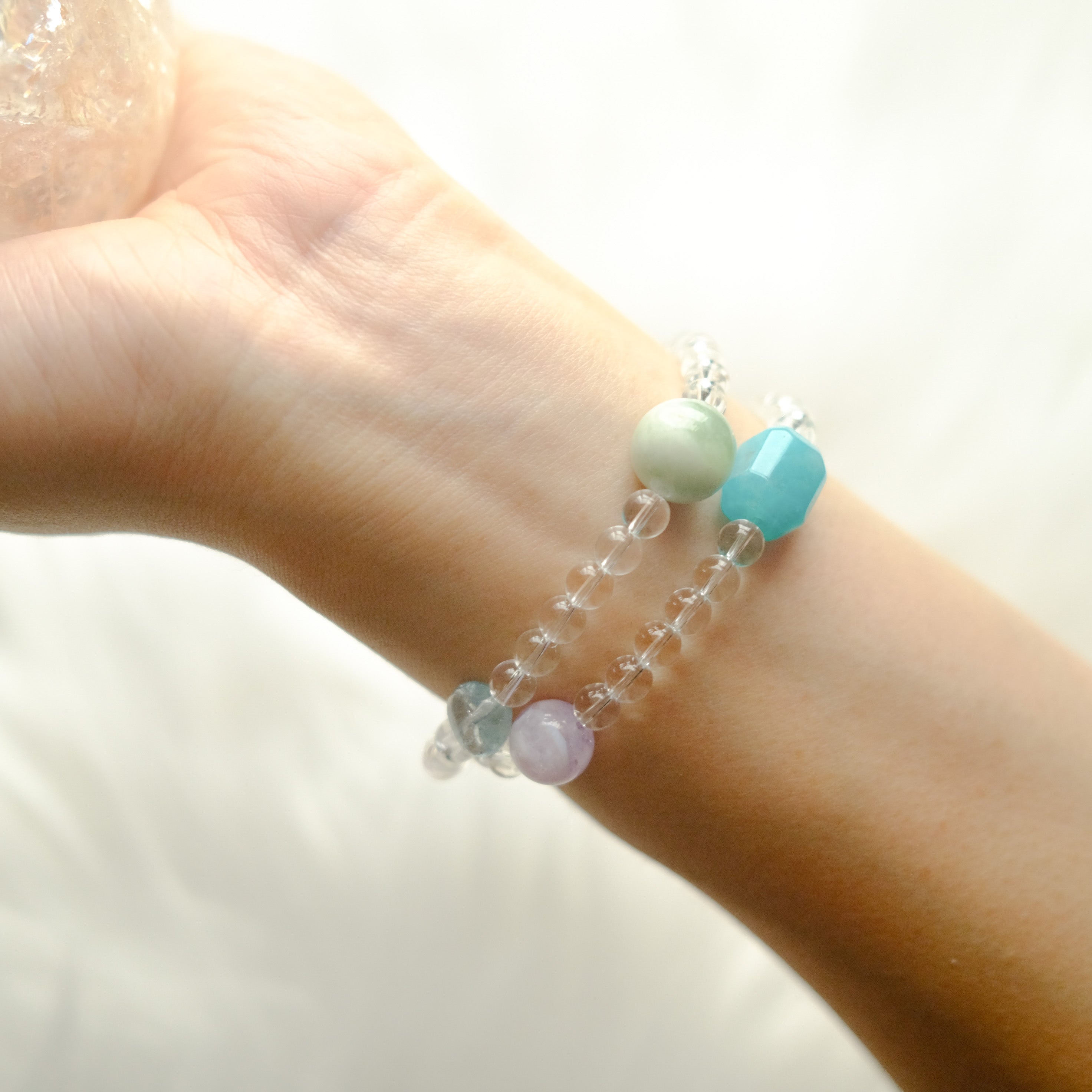 Calm Clarity & Inner Glow – Amethyst, Topaz & Amazonite Bracelet