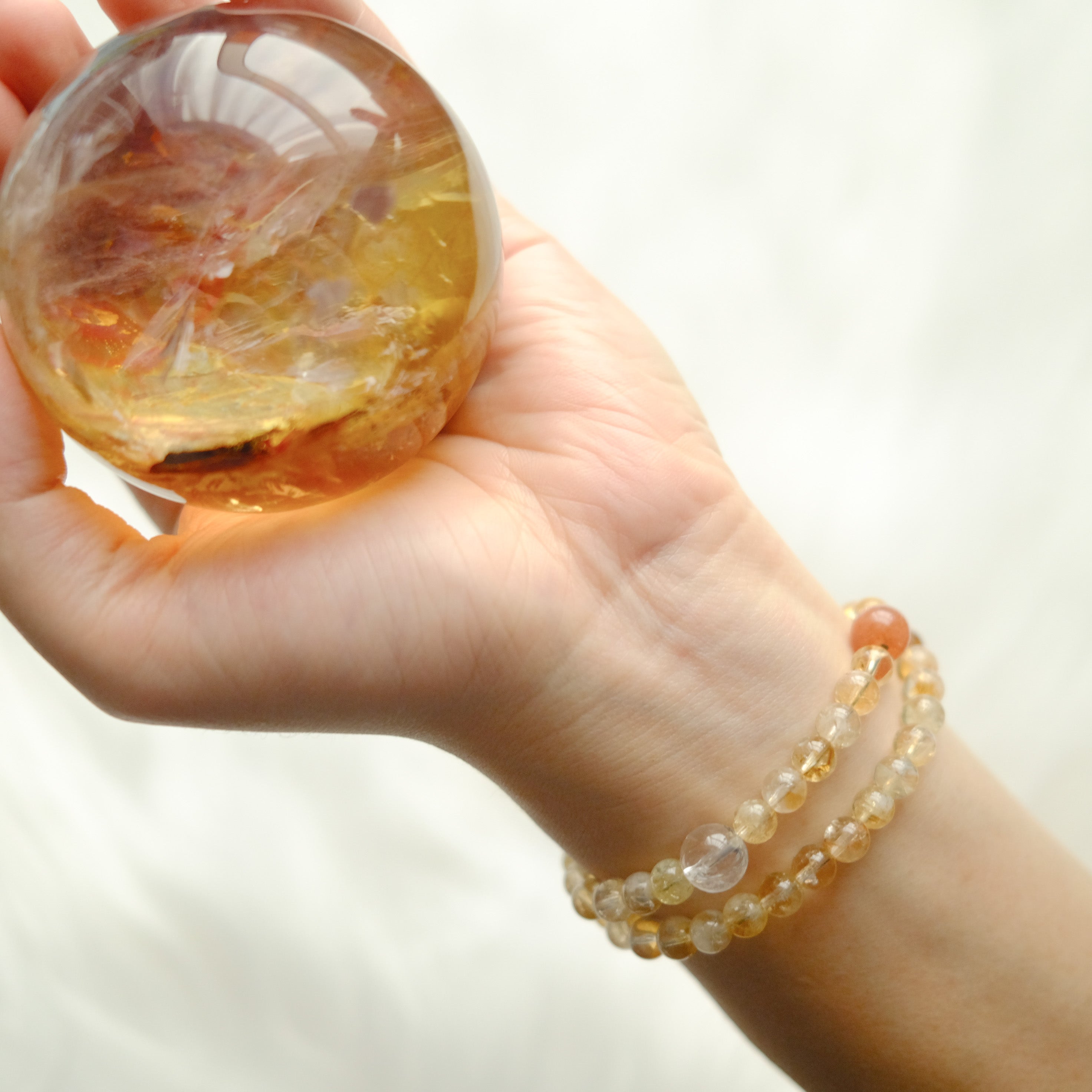 Fortune & Luck – Golden Rutilated Quartz, Citrine & Himalayan Quartz Bracelet