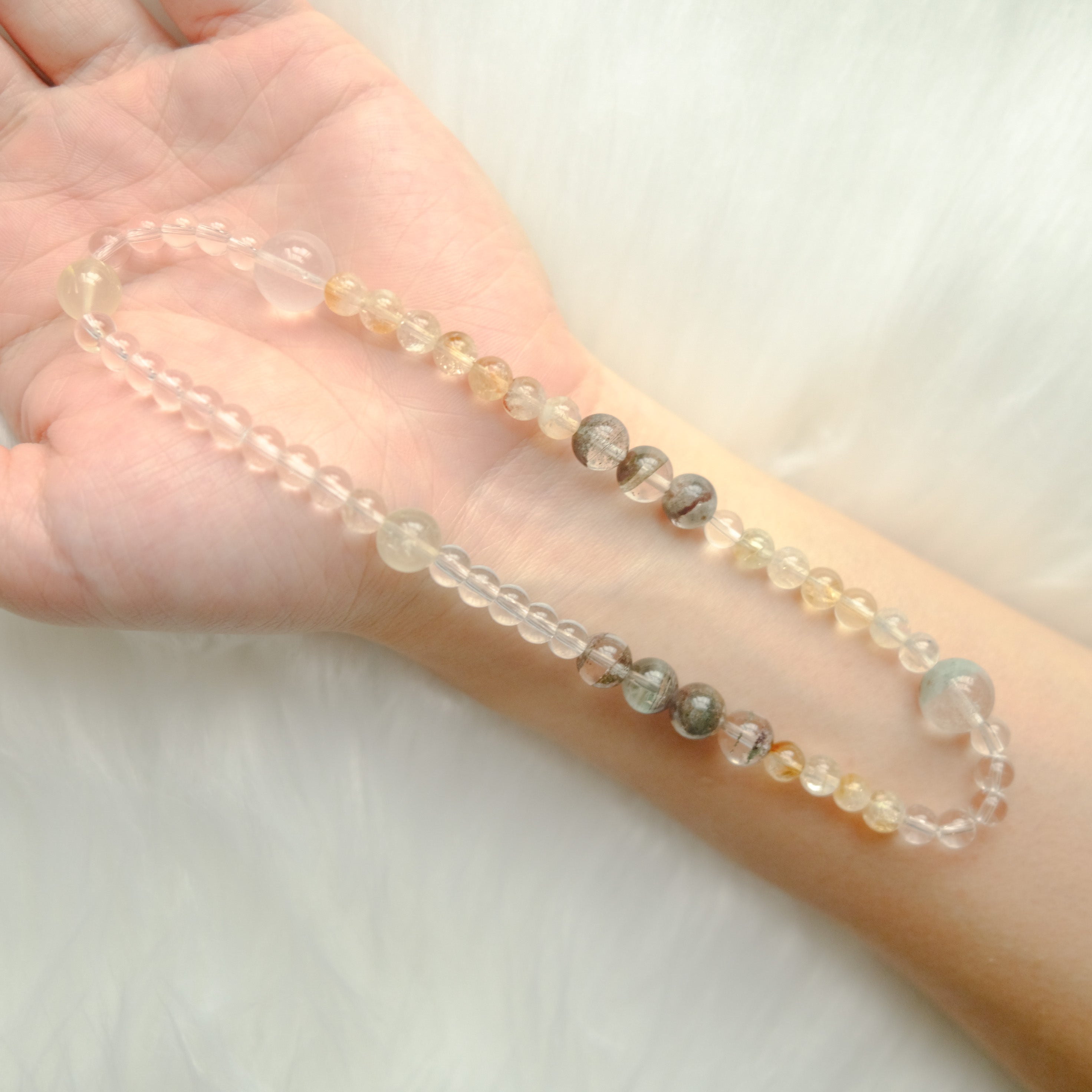 Abundance & Clarity – Golden Rutilated Quartz, Green Phantom & Clear Quartz Bracelet