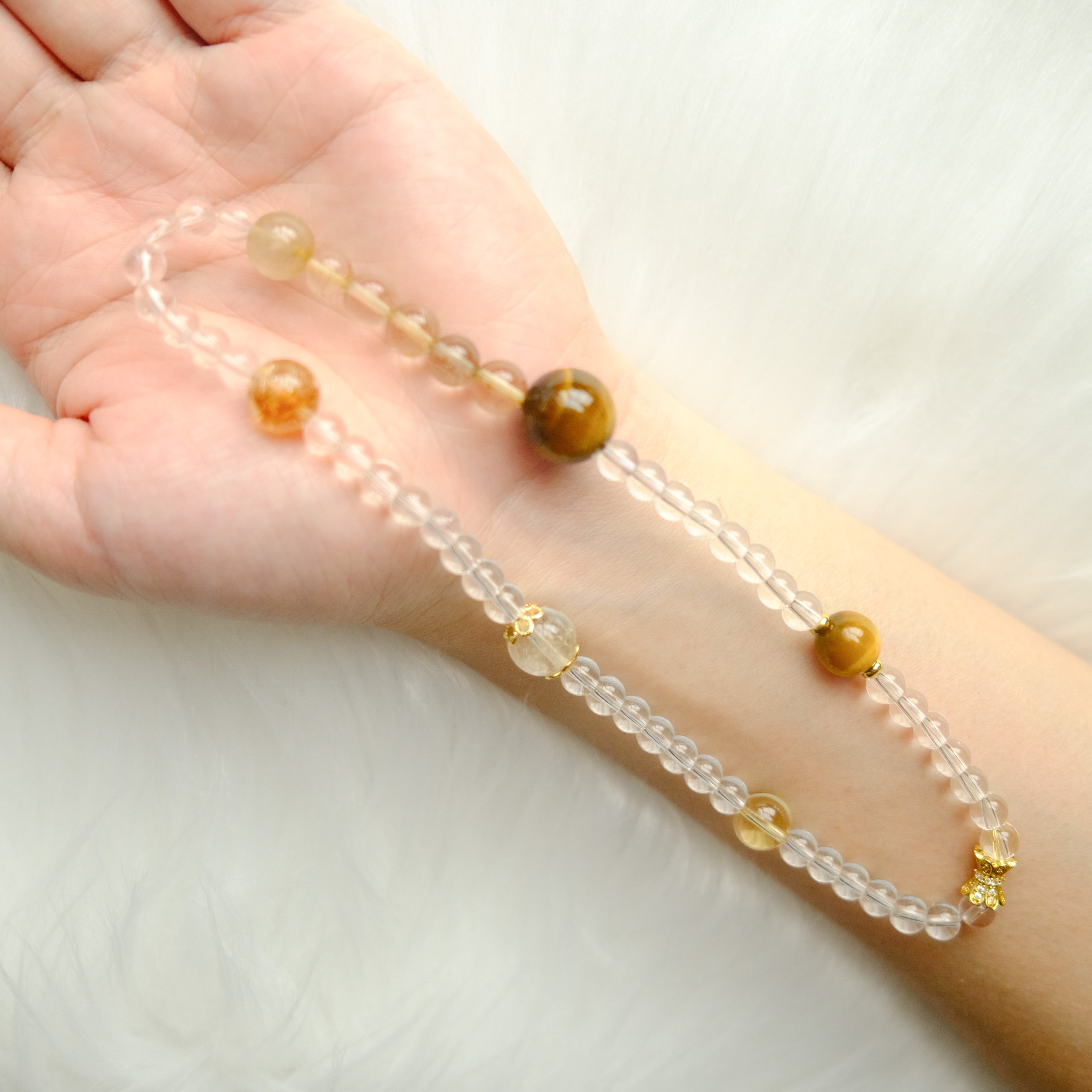 Strength & Clarity – Rutilated Quartz, Tiger’s Eye & Clear Quartz Bracelet