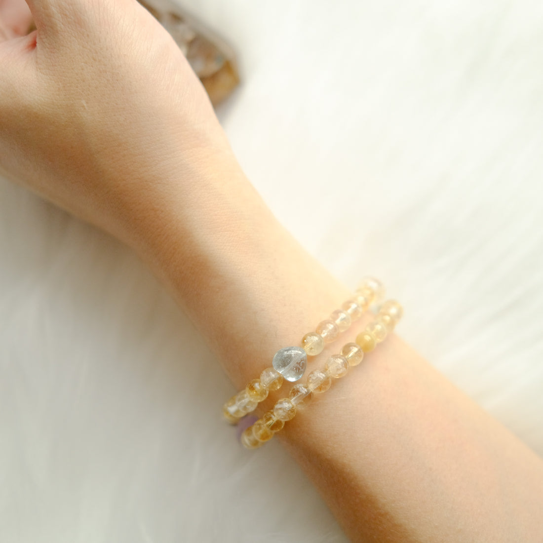 Radiance & Serenity – Golden Rutilated Quartz, Aquamarine & Amethyst Bracelet