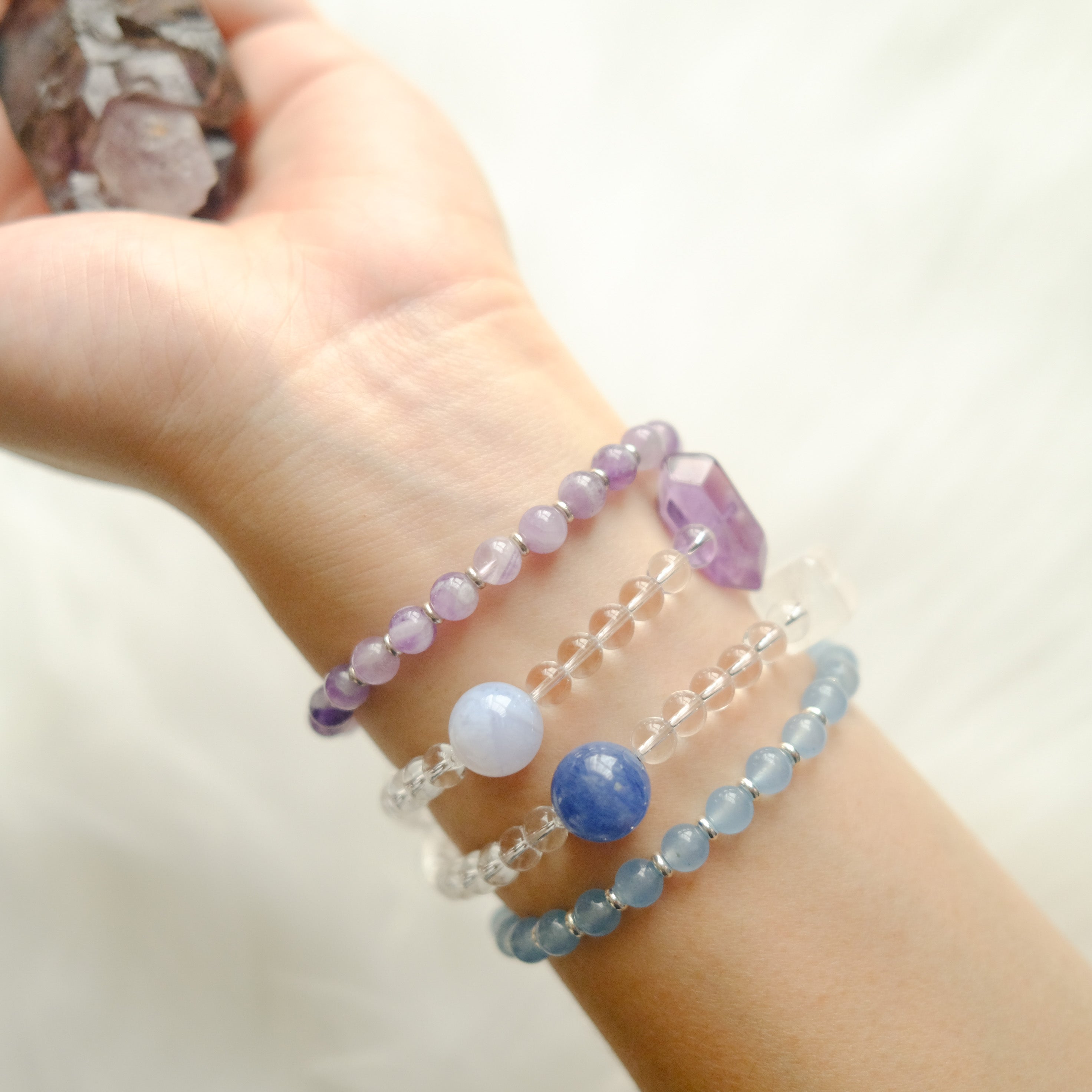 Intuition & Inner Clarity – Amethyst, Aquamarine, Blue Kyanite & Himalayan Quartz Bracelet