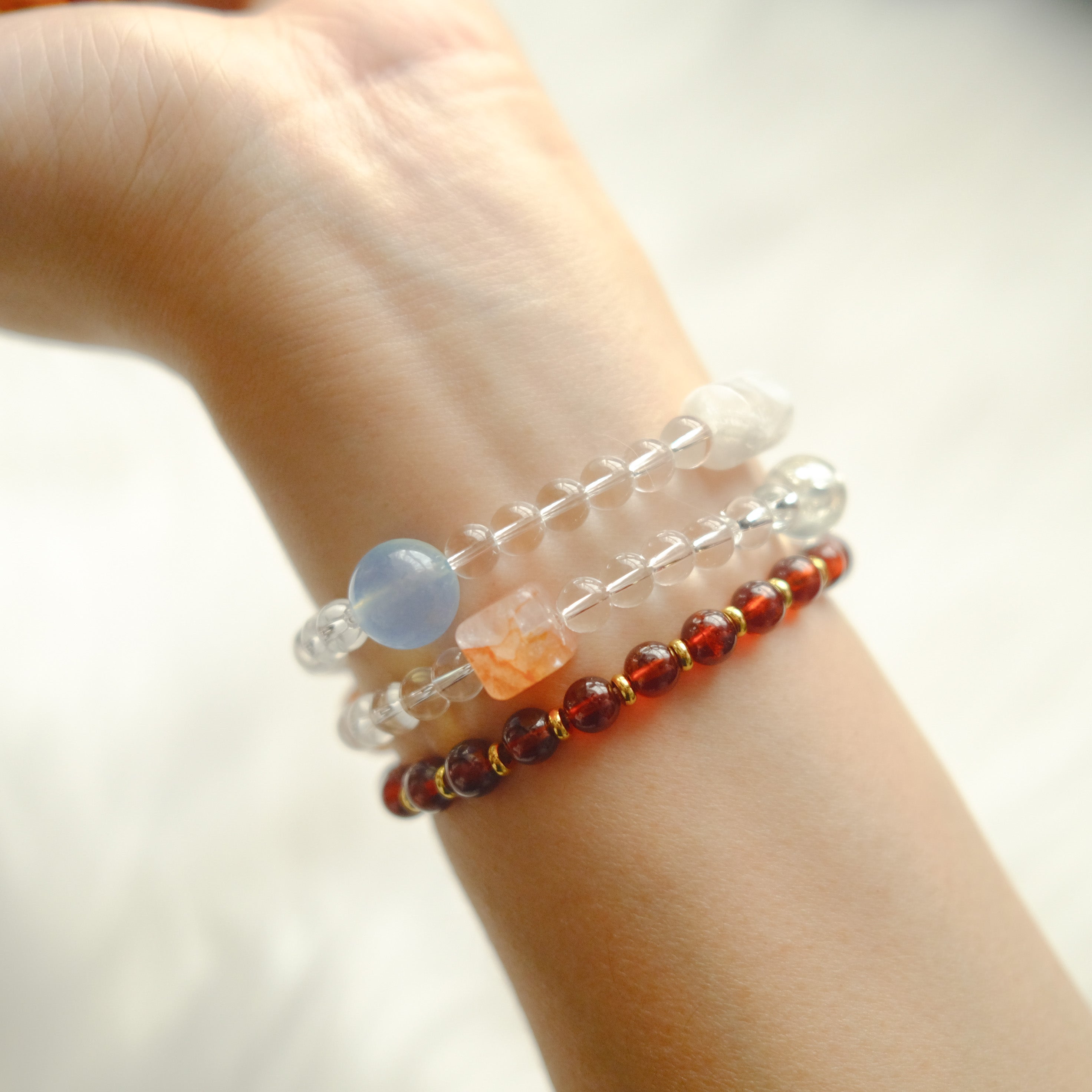 Rainbow Healer – Smoky Quartz, Amethyst, Aquamarine & Phantom Quartz Bracelet