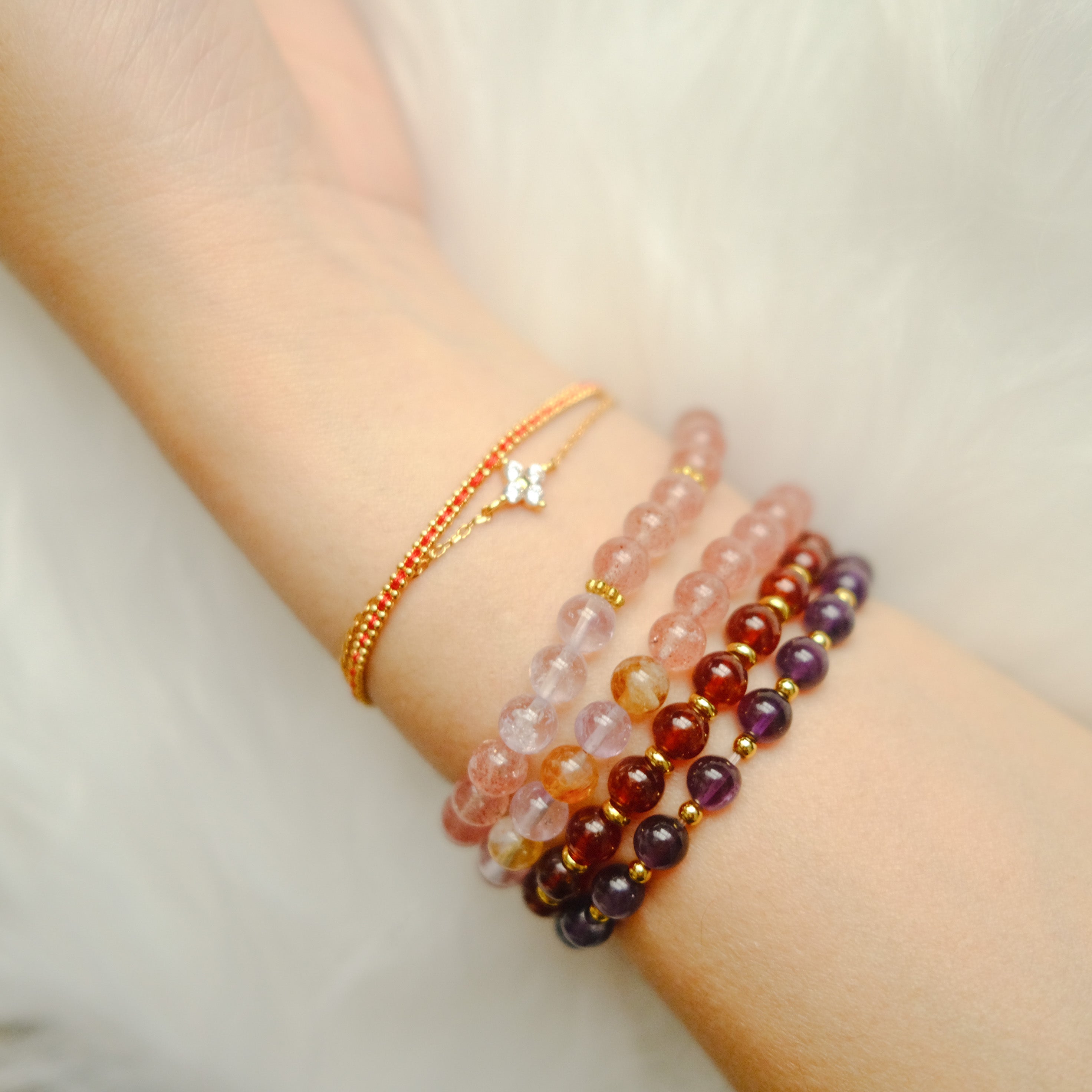 Love & Harmony – Strawberry Quartz, Amethyst, Rose Quartz & Citrine Bracelet